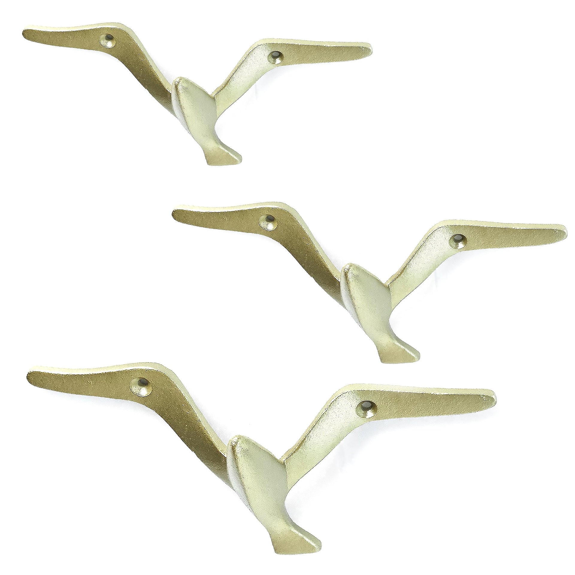 Iron Cast Decorative Gull Bird Wall Mounted Coat Hooks (3 Count)