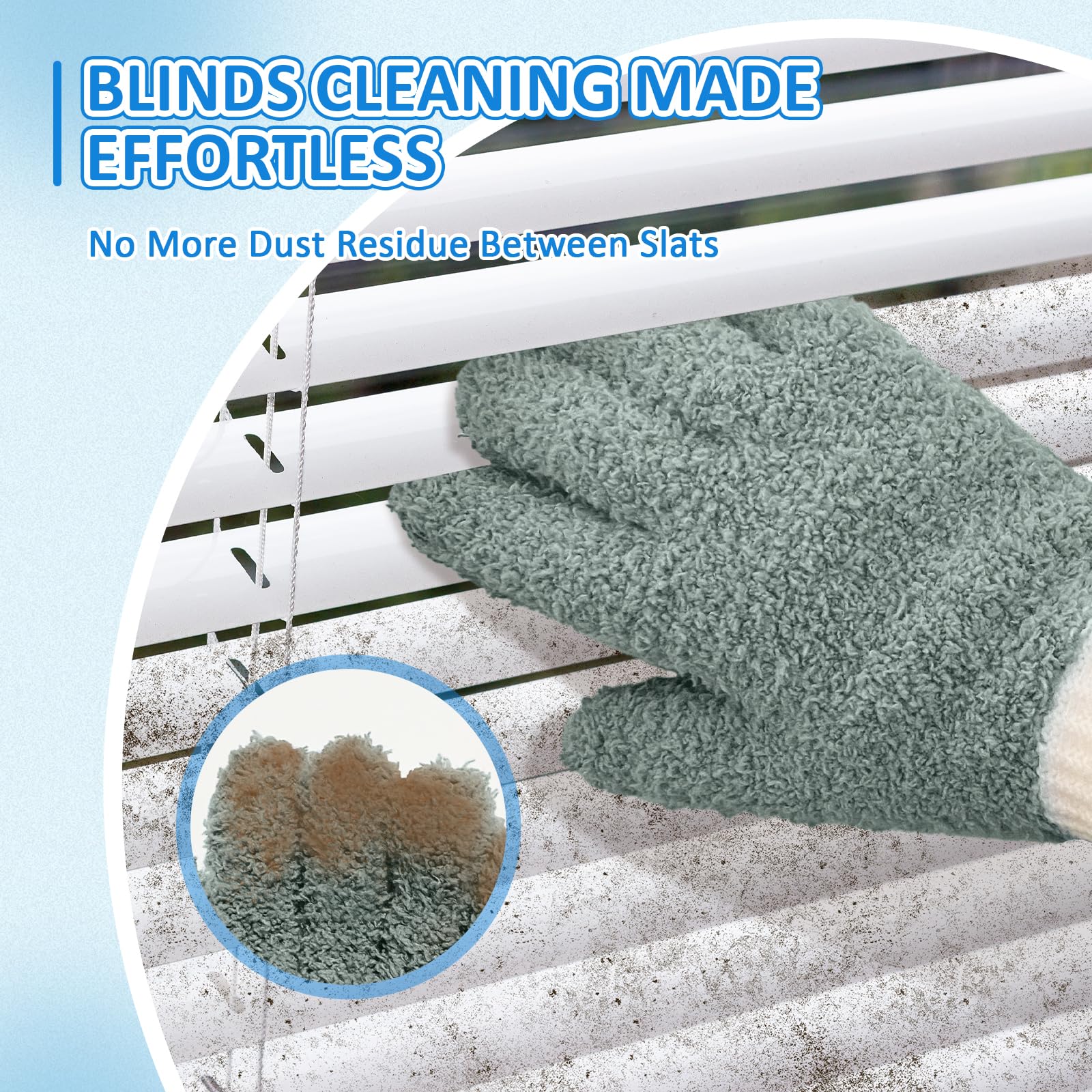 Microfiber Dusting Gloves Washable Reusable Cleaning Mittens Gloves Kitchen House Cleaning Car Blinds Multicolor 4 Pairs L (8 Count)