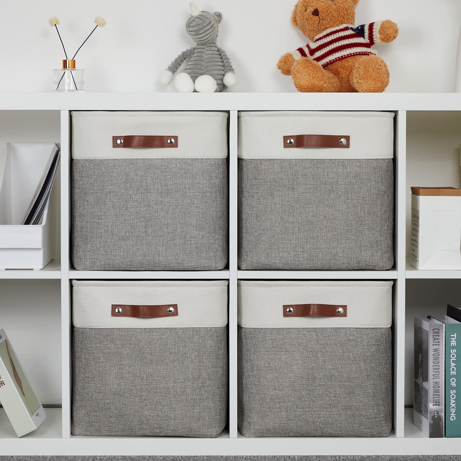 13 inch Fabric Storage Cubes 4 Pack Foldable Baskets