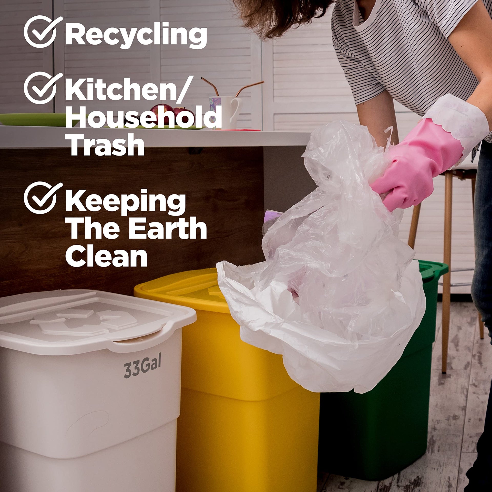 30 33 Gallon Clear Trash Bags Heavy Duty Clear Trash Bags (250 Count)