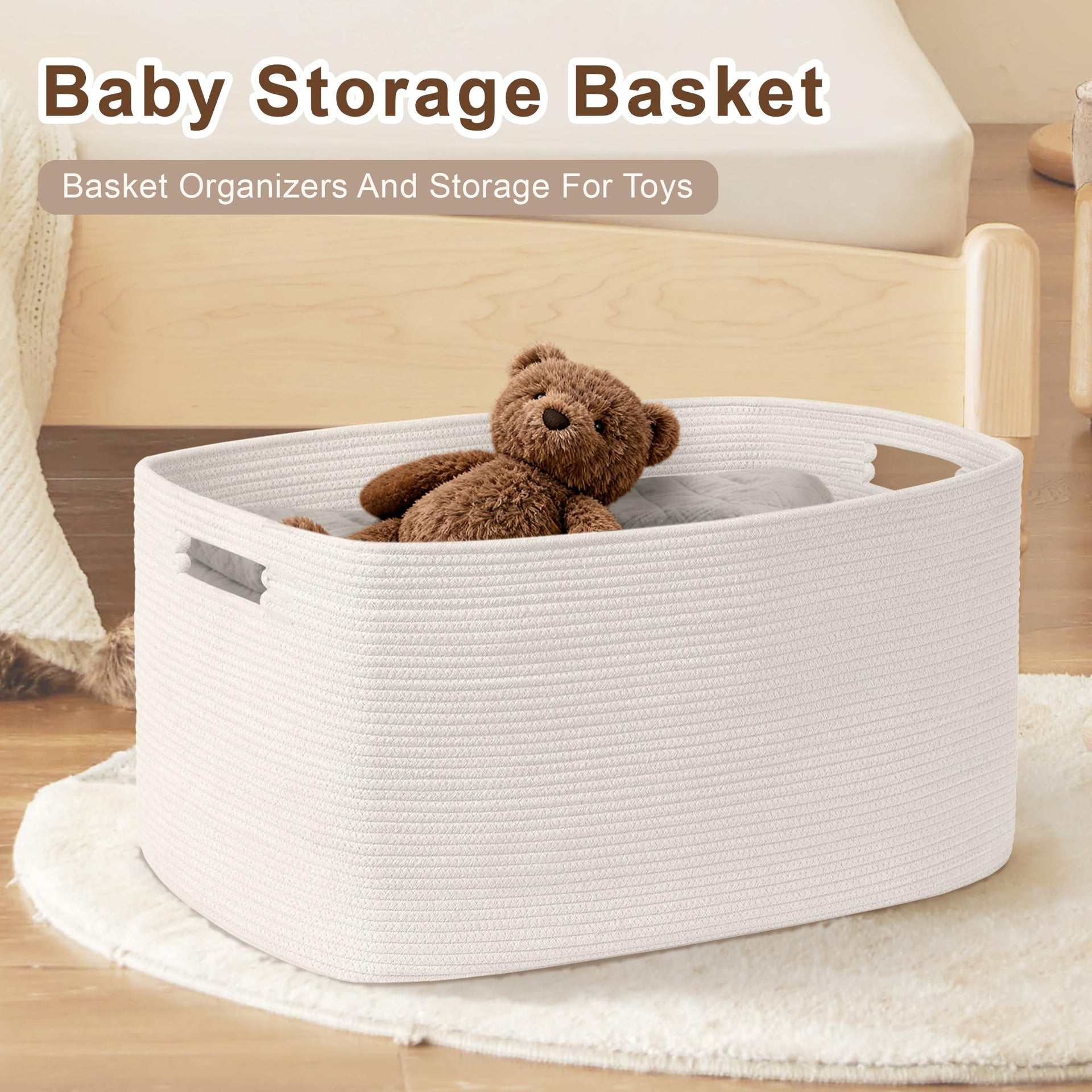 60L Woven Laundry Basket Hamper with Handles