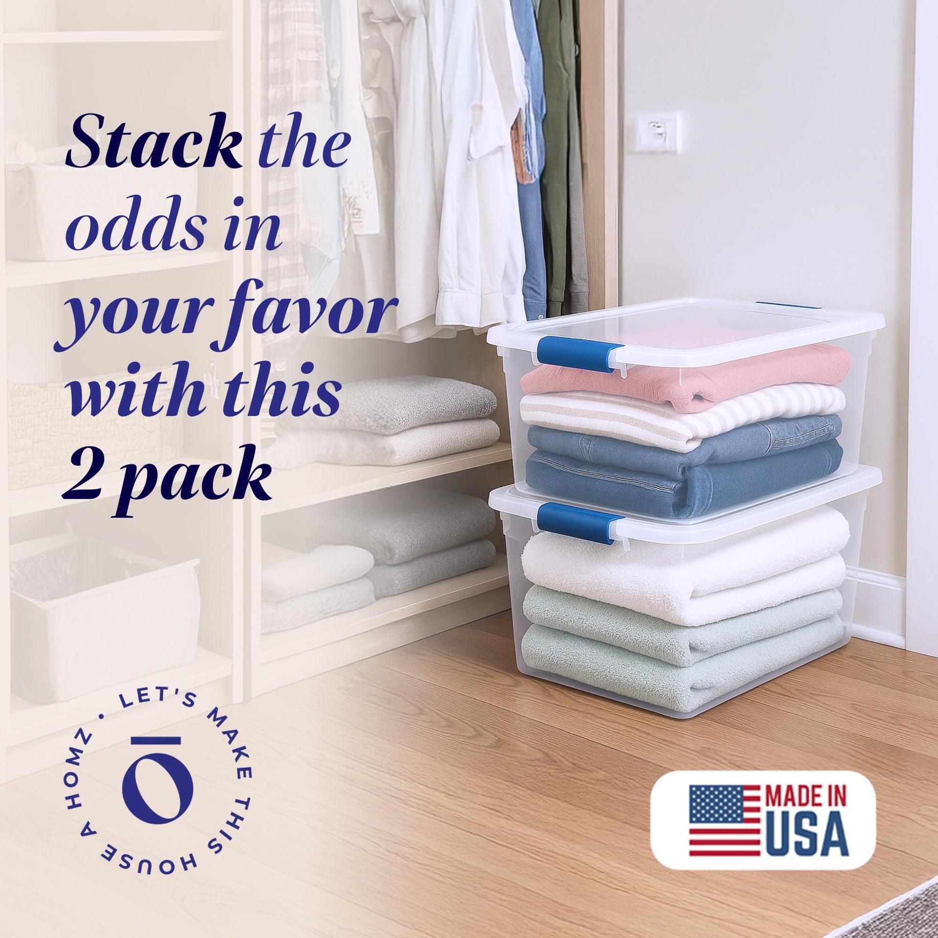 Clear Plastic Storage Bins w (2 Count)