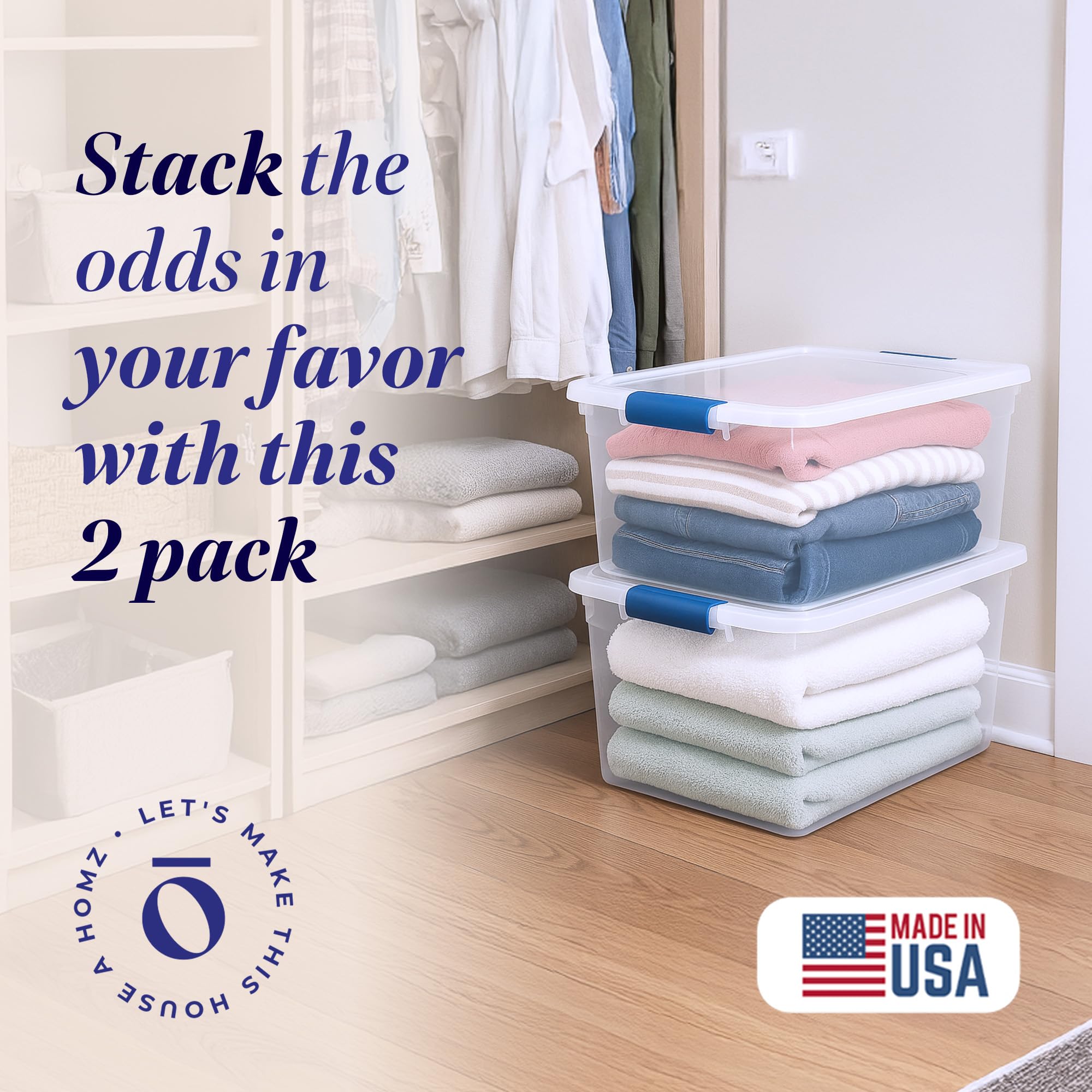 Clear Plastic Storage Bins w (2 Count)