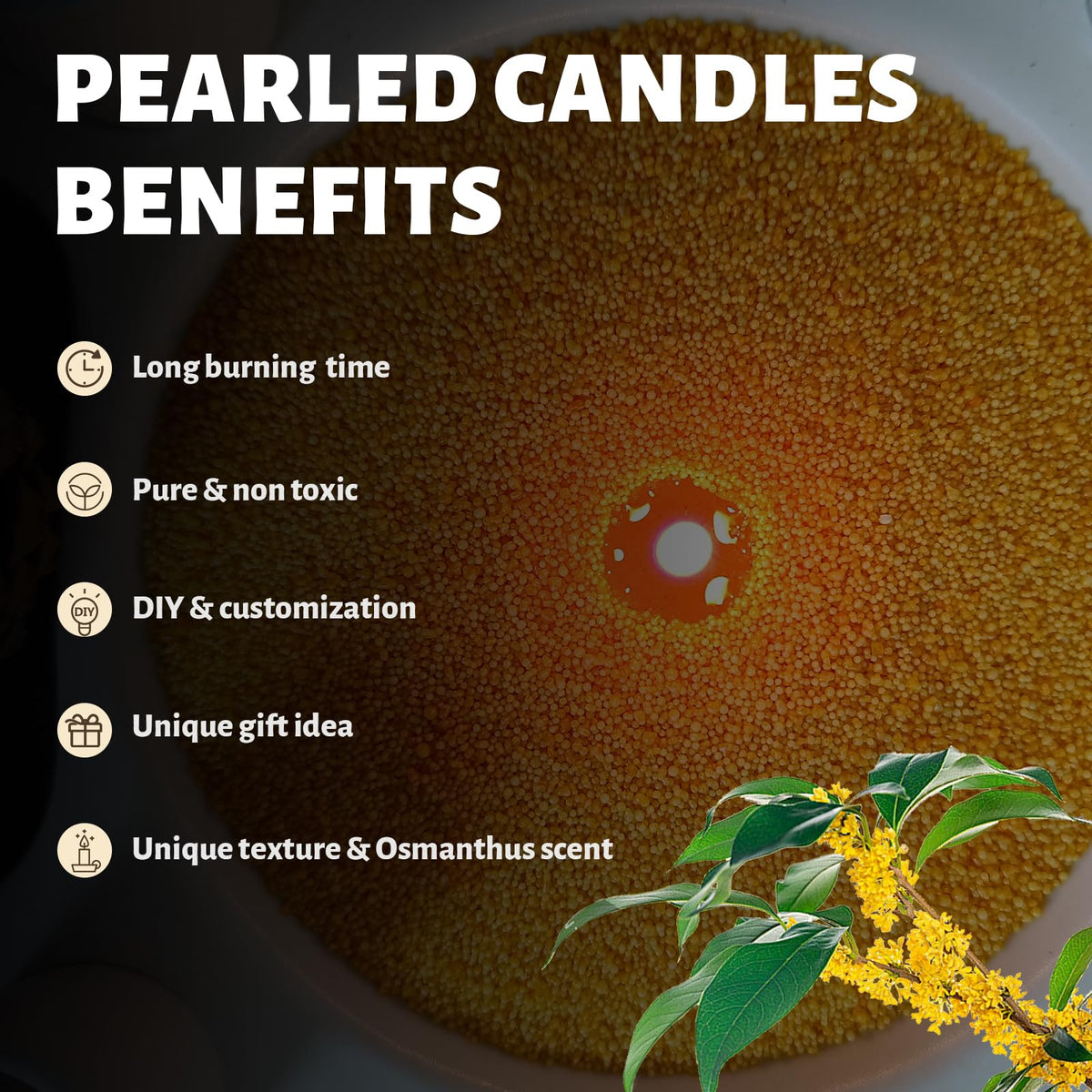 Osmanthus Scented Pumpkin Pearled Candle 18oz Luxury Sand Candle Granulated Wax (18 Ounce)
