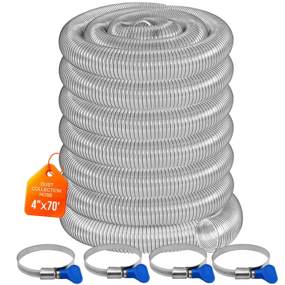4"x70' Clear PVC Dust Collection Hose