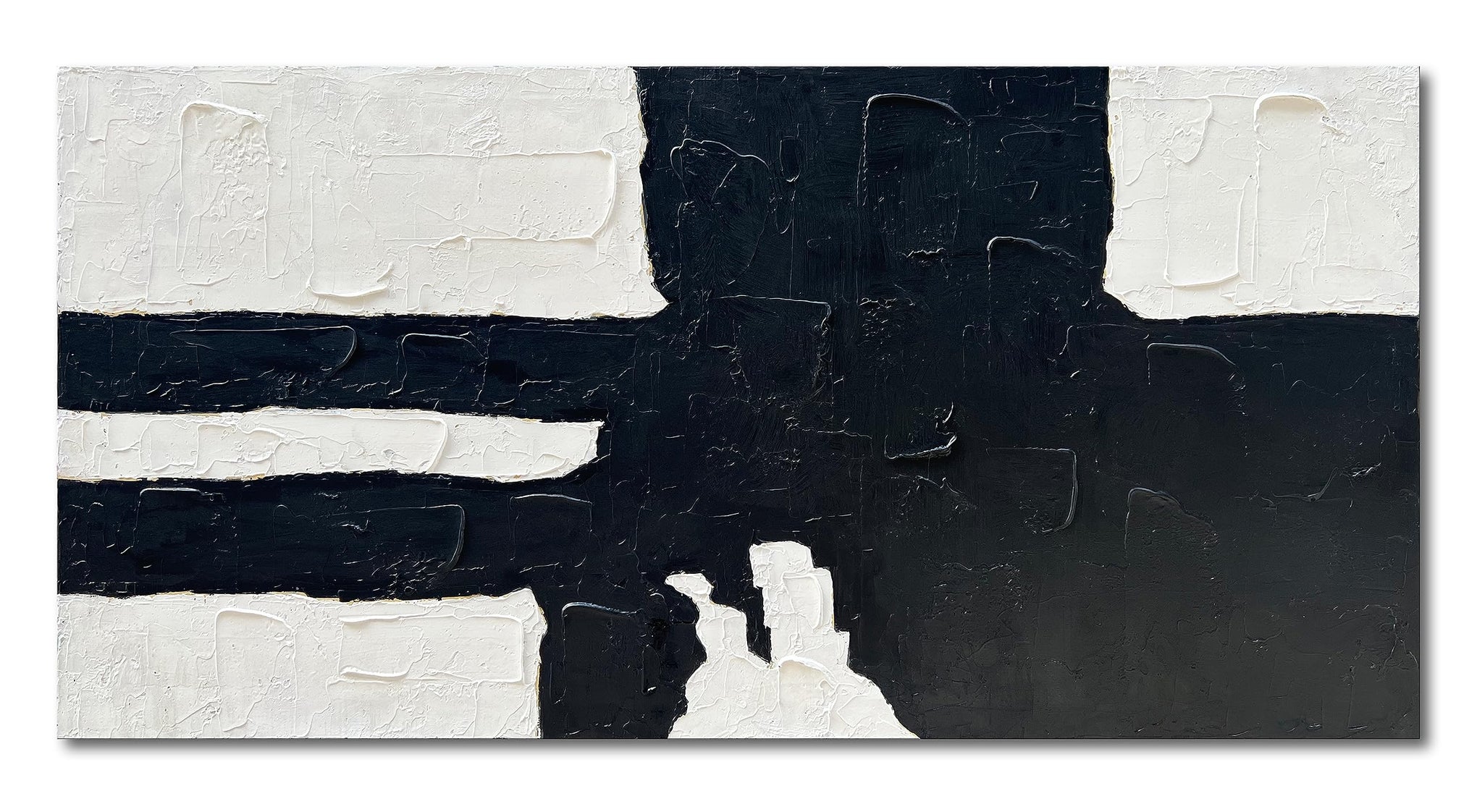 Hand Painted Black and white minimalist style abstract art painting for large