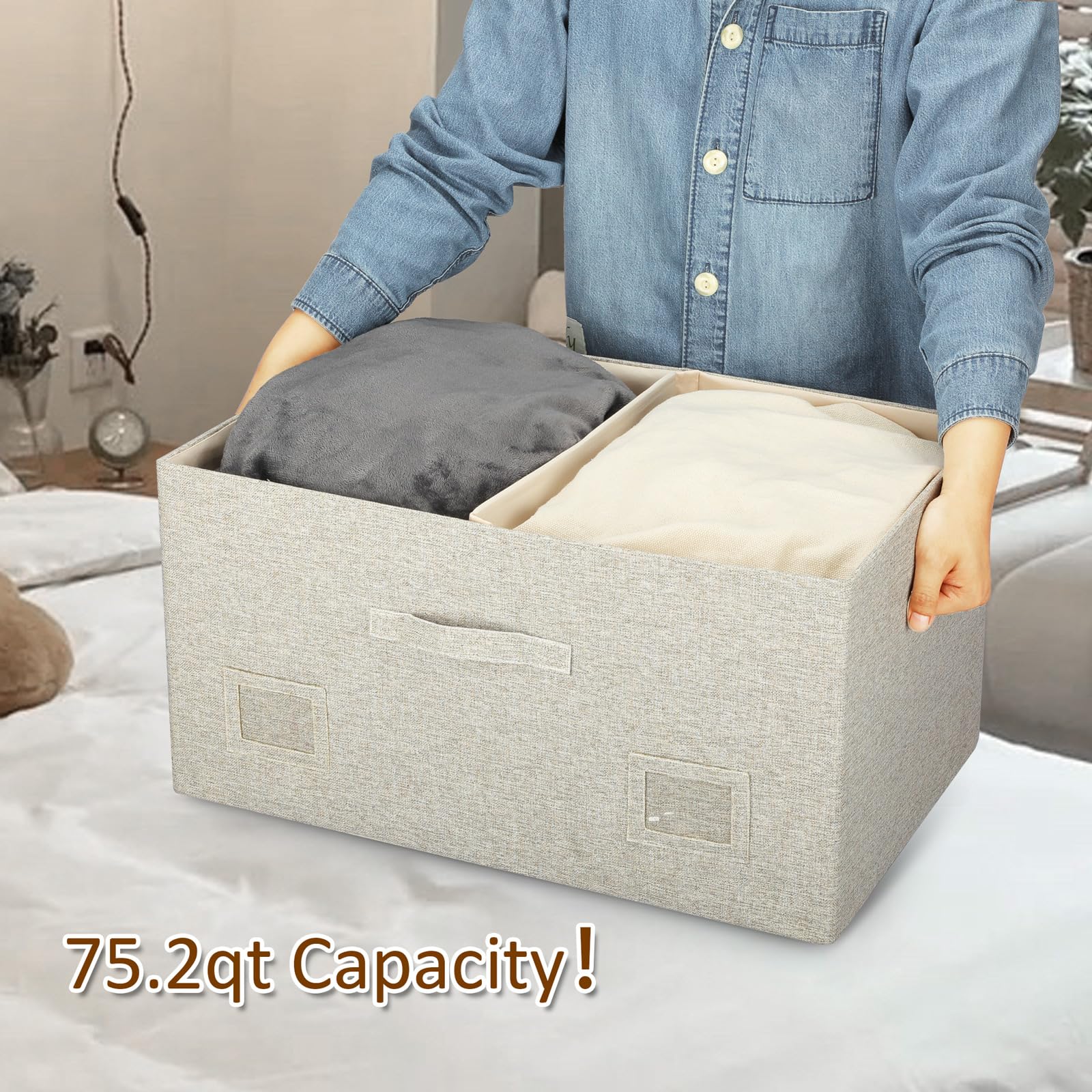 Storage Bins with Lids Fabric Closet Organizers Cubes Office Organization