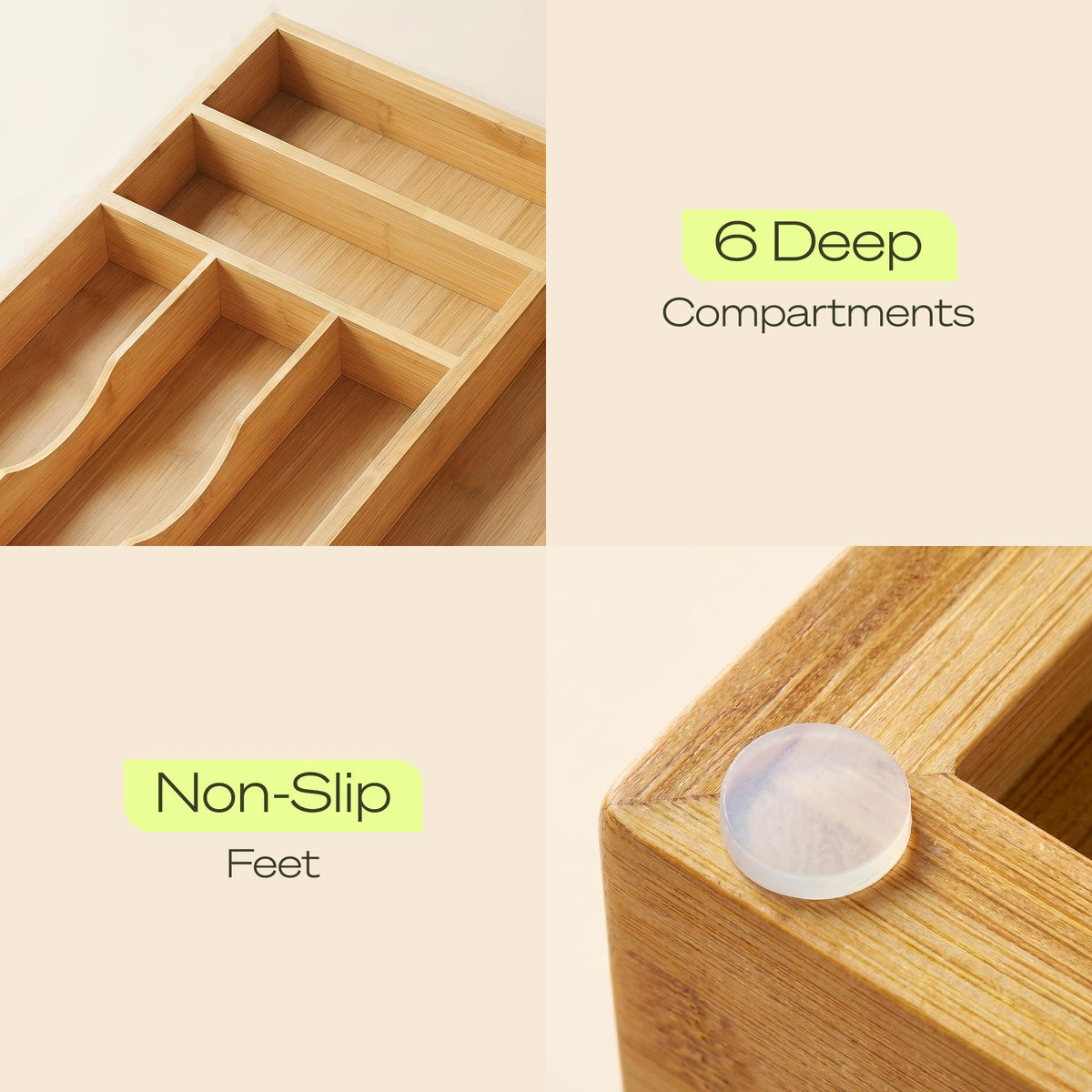 Drawer Organizer with Knife Block for Kitchen Organization