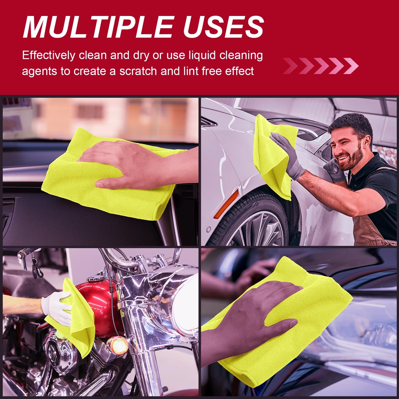 200 Pcs Microfiber Cleaning Cloth 16x16 Inch Microfiber Towels for Car Ultra Absorbent Cleaning Rags Reusable Lint Free Streak Free Detailing Towel for Car Washing Drying Dusting (200 Count)