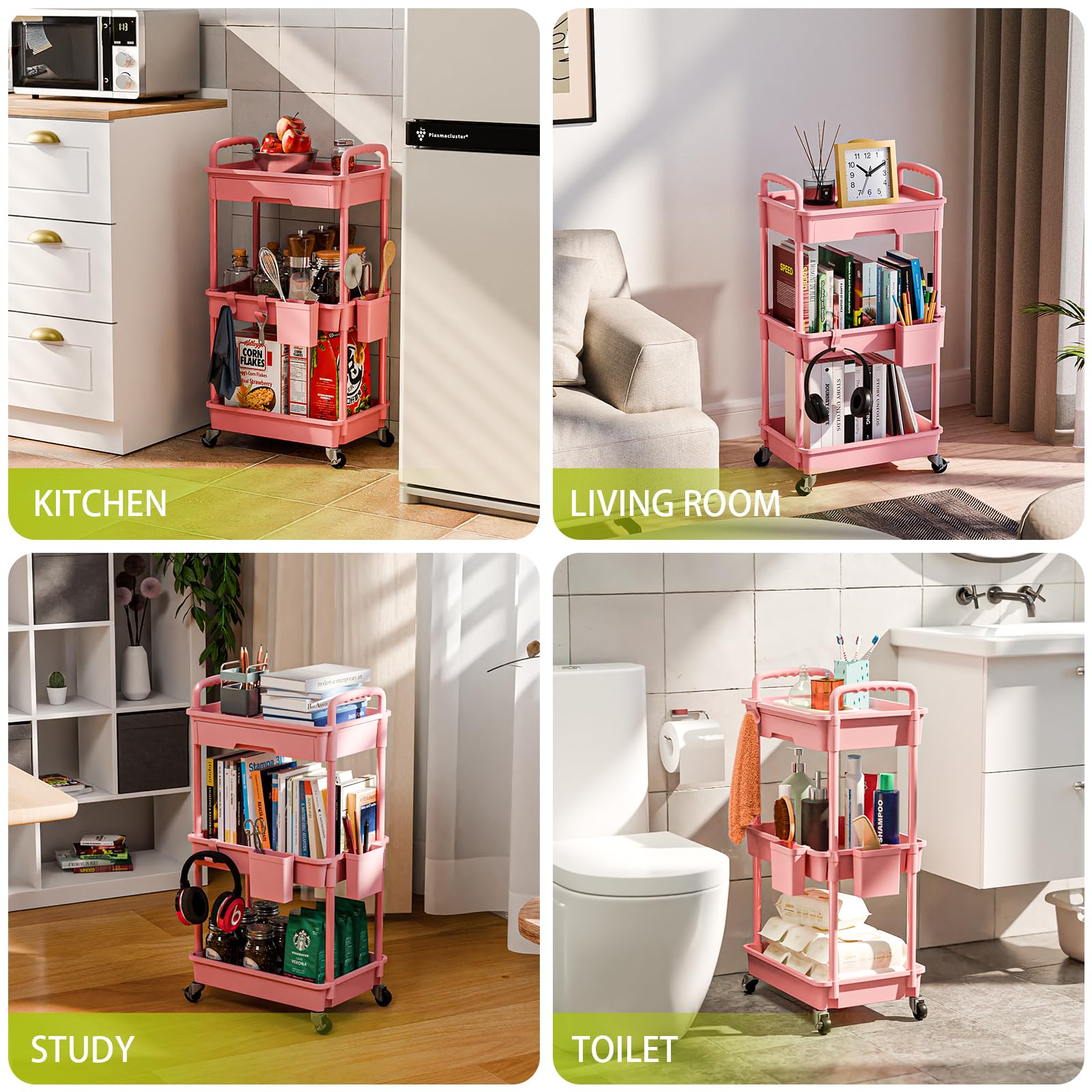 3 Tier Rolling Cart Organizer