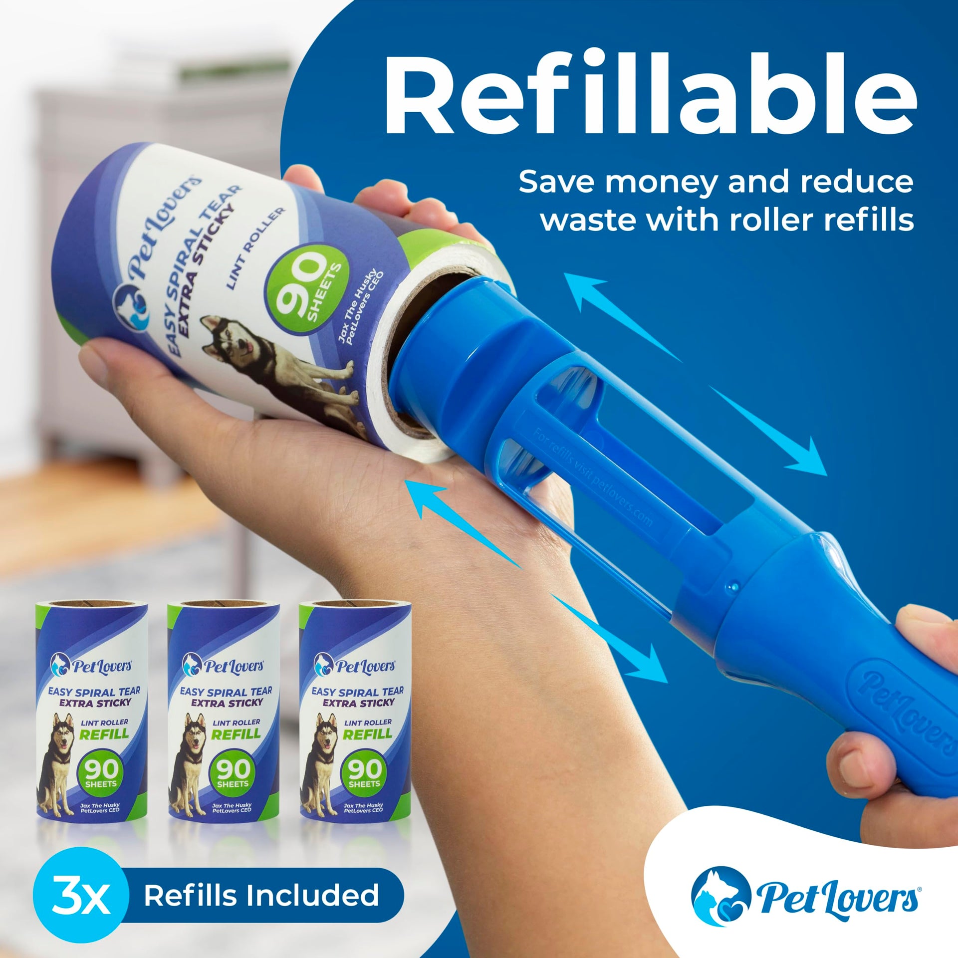 Extra Sticky Lint Roller Mega Value Set 450 Sheets for Pet Hair Removal and Clothes