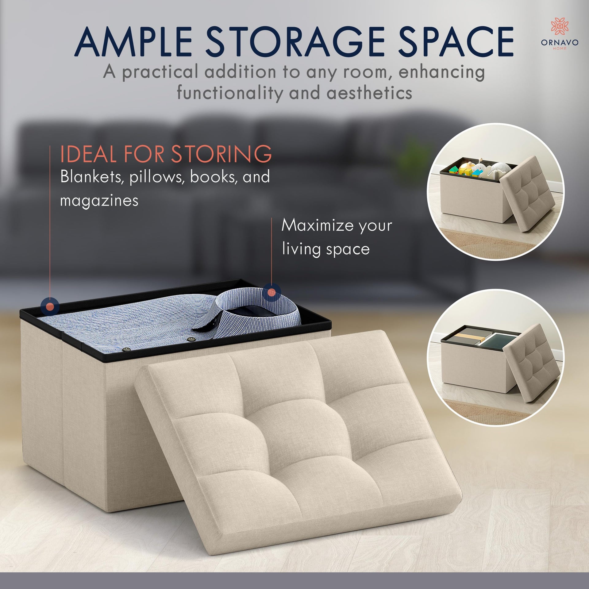 Small Rectangle Ottoman Set of 2 (2 Count)