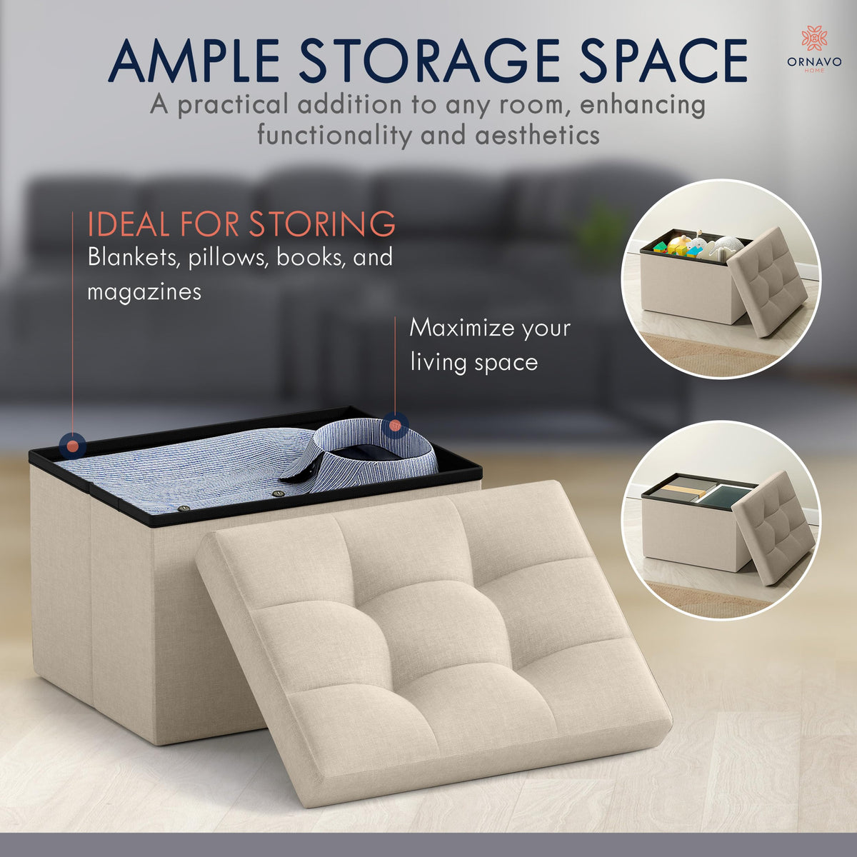 Small Rectangle Storage Ottoman