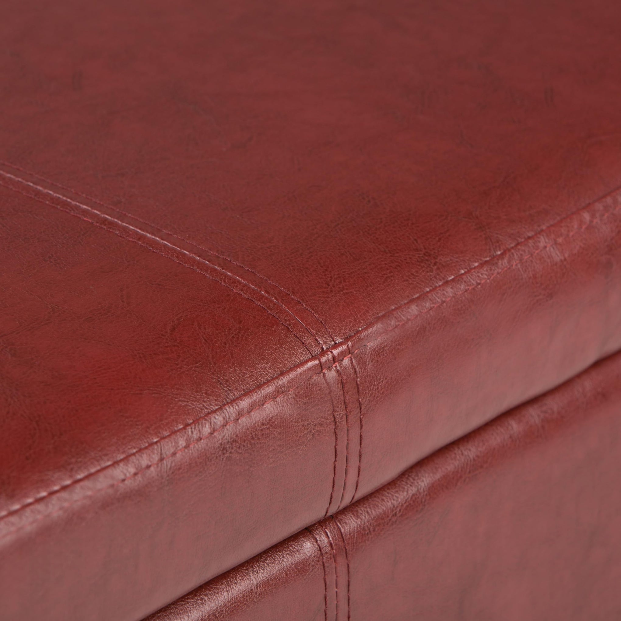 Avalon 48" Wide Vegan Leather Storage Ottoman in Red