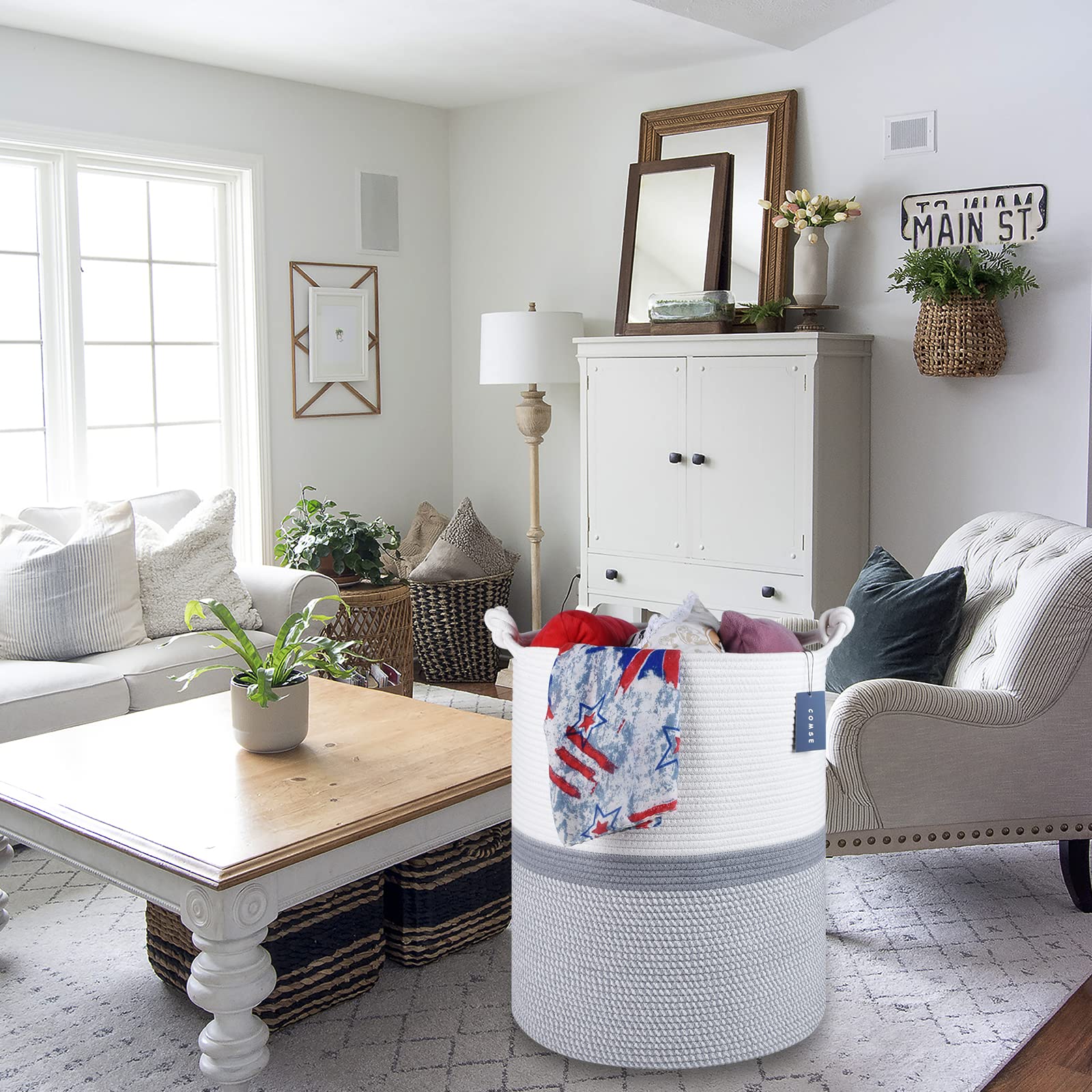 Tall Woven Blanket & Laundry Basket