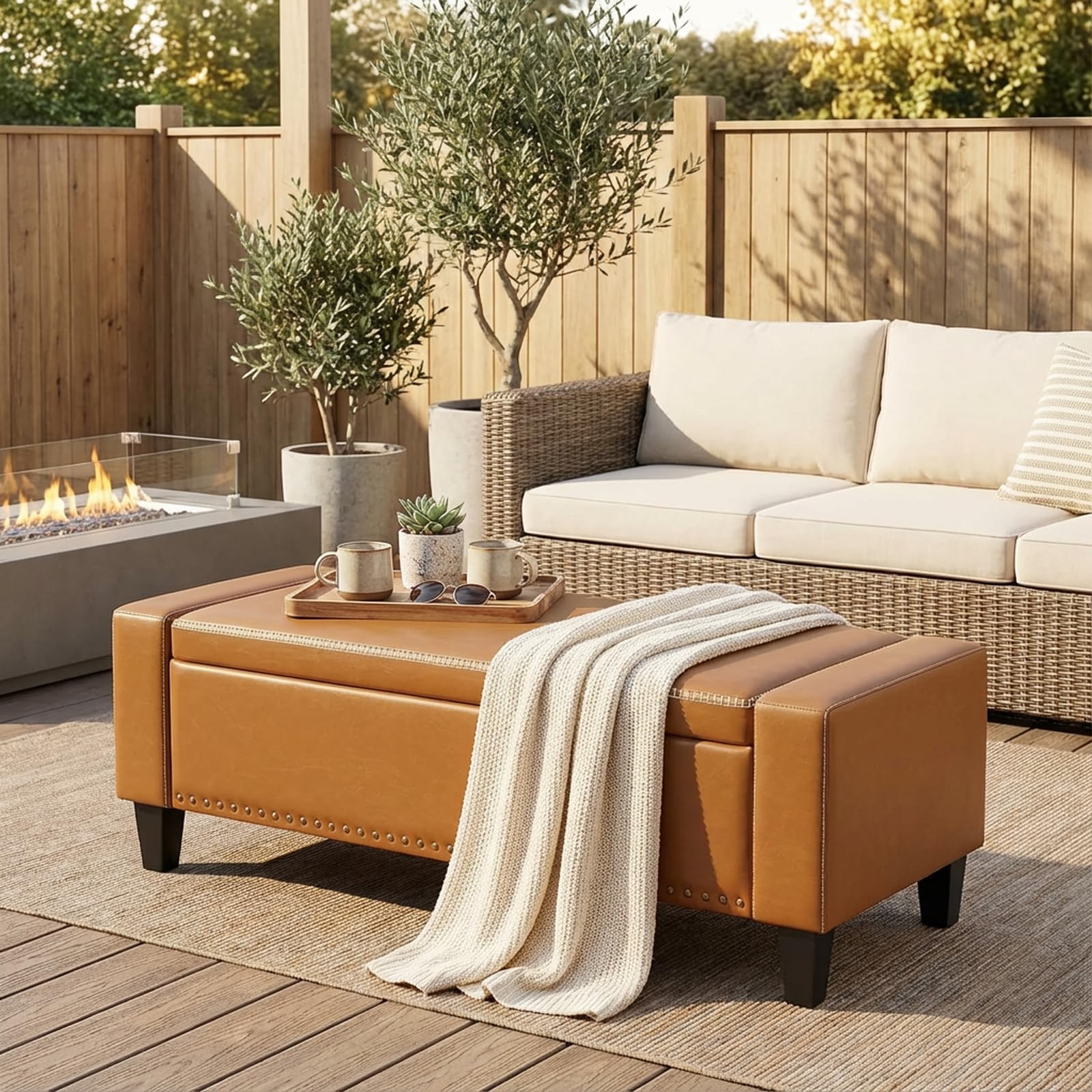 49''W Storage Ottoman Bench
