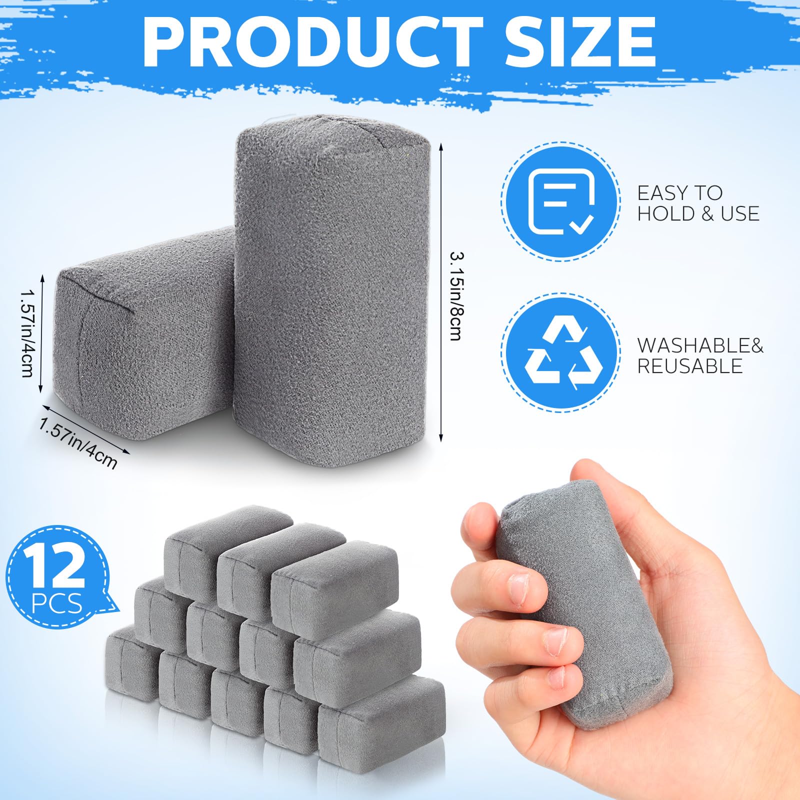 12 Pack Microfiber Applicator Pads Suede Car Detailing Sponge Ceramic Coating Applicator Pads Coating Sponge for Cars Graphene Metal Plastic Trim Ceramic Spray Applying Wax (12 Count)