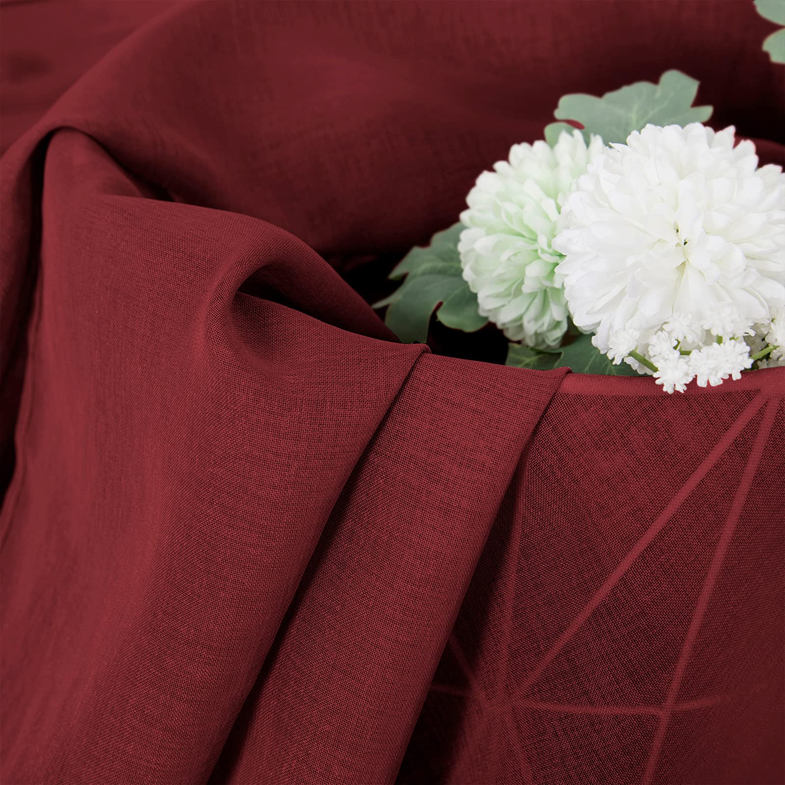 Sheer Curtain Linen Textured Bedroom Curtains Sheer Light Filtering Rod Pocket Voile Curtain for Living Room (2 Count)