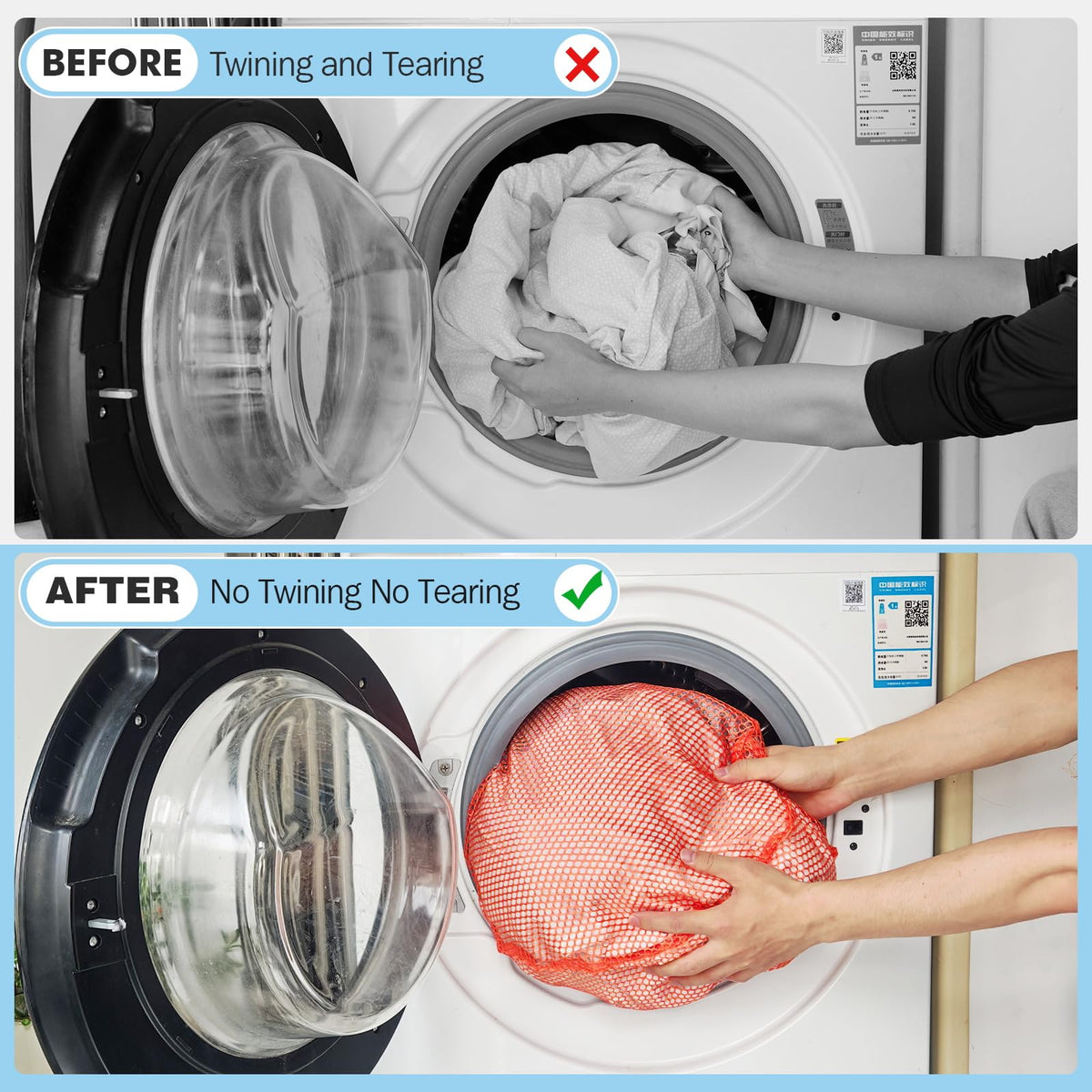 3Pcs Mesh Laundry Bags Washing Machine Mesh Wash Bags Jumbo for Delicates Clothes (3 Count)