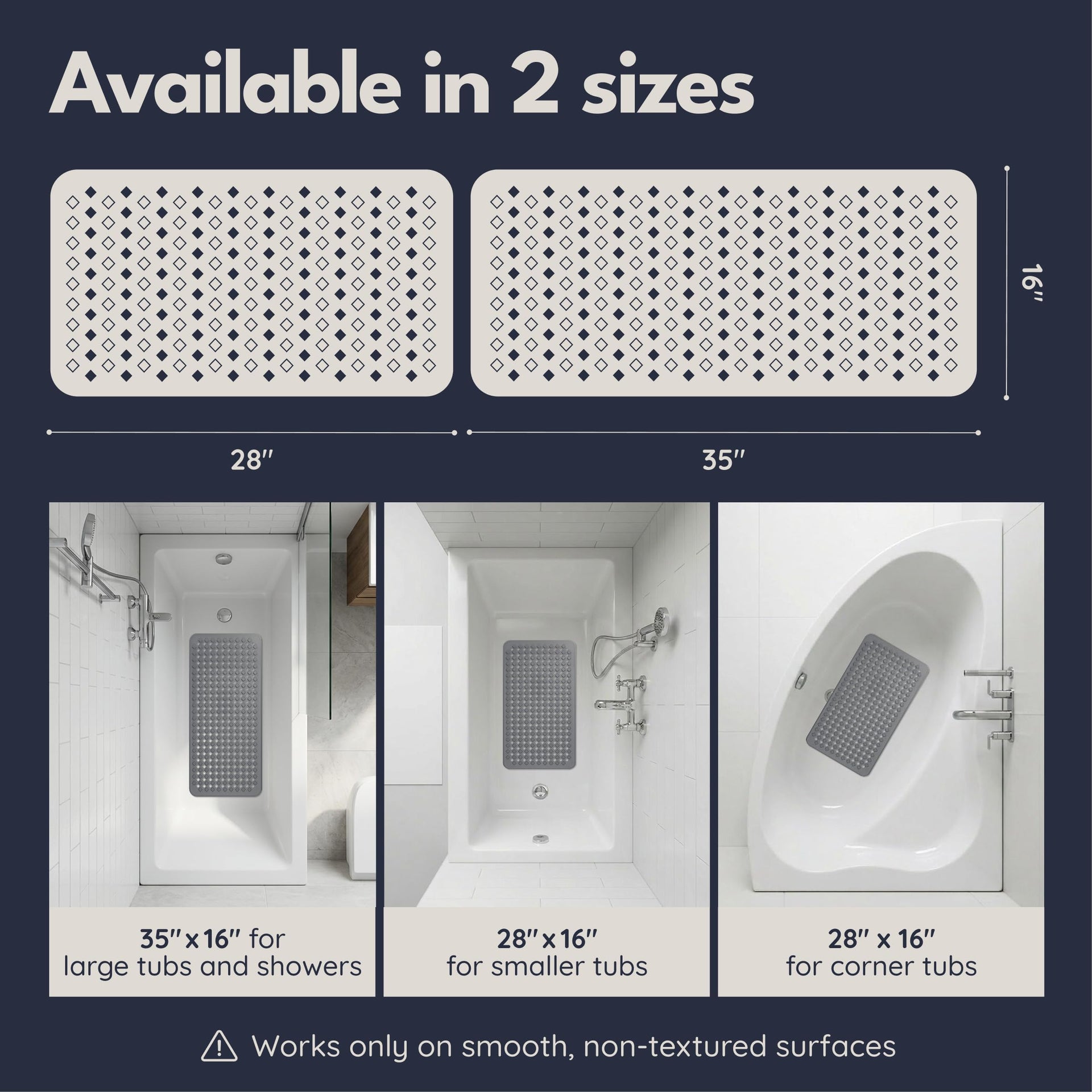 Bathtub Mat Non Slip 35x16 Shower Mat Non Slip Anti Mold BPA Free