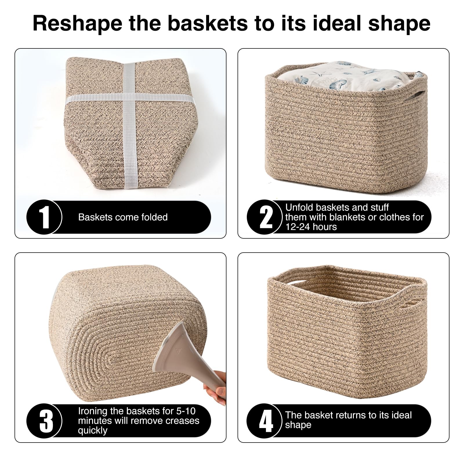 Small Storage Baskets for Shelves Organizing (4 Count)