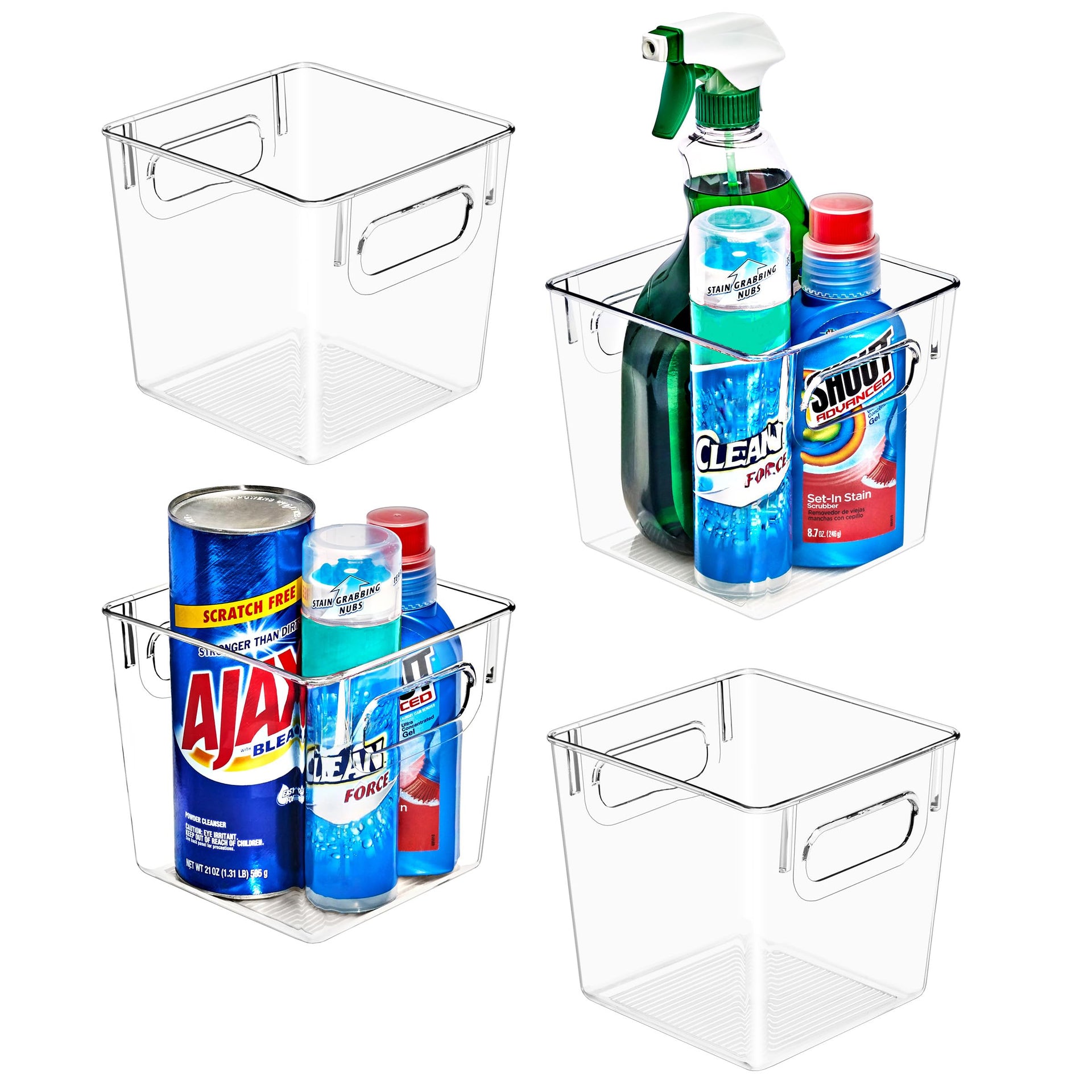 4 Pack Small Clear Plastic Storage Bins (4 Count)