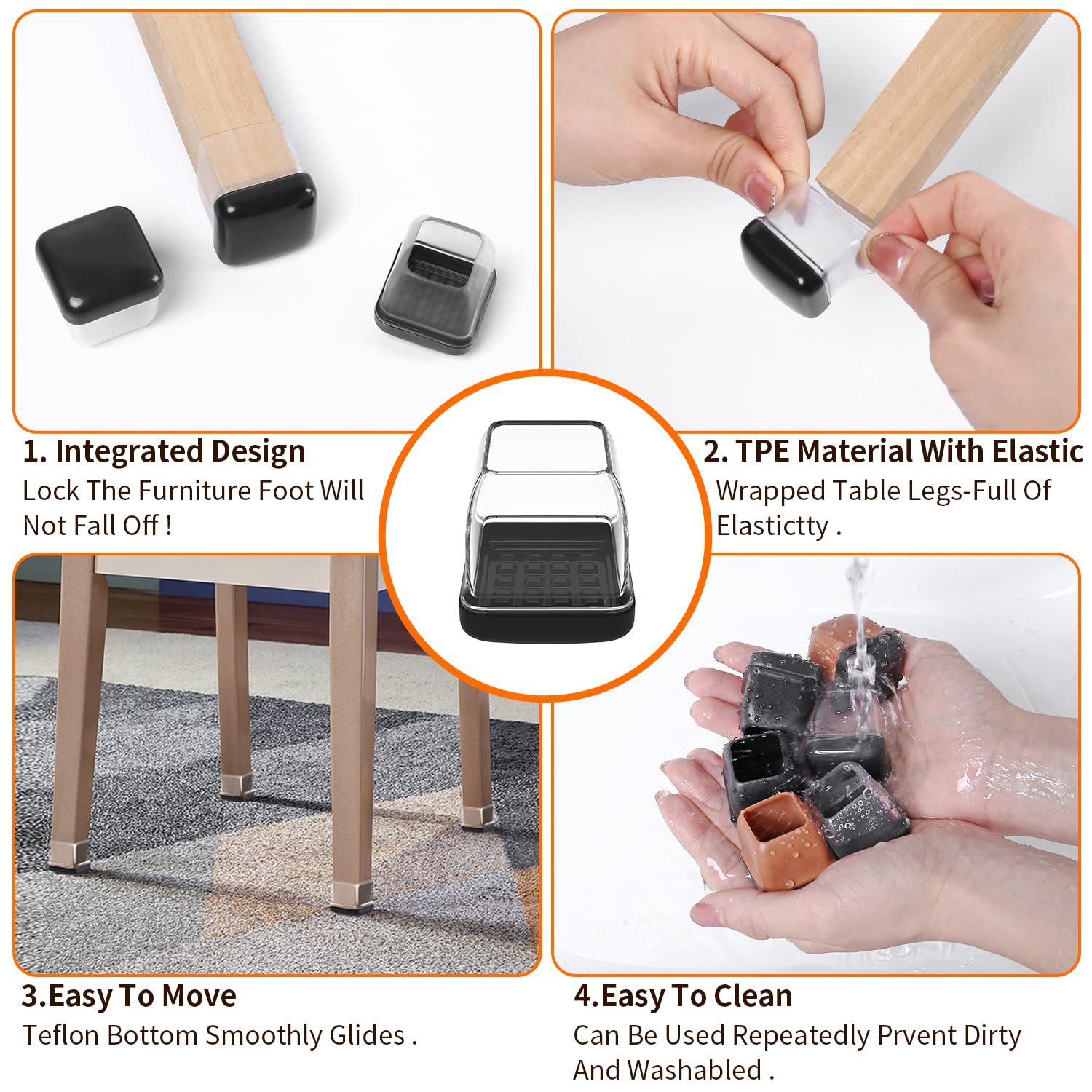 Chair Leg Sliders for Carpet (24 Count)