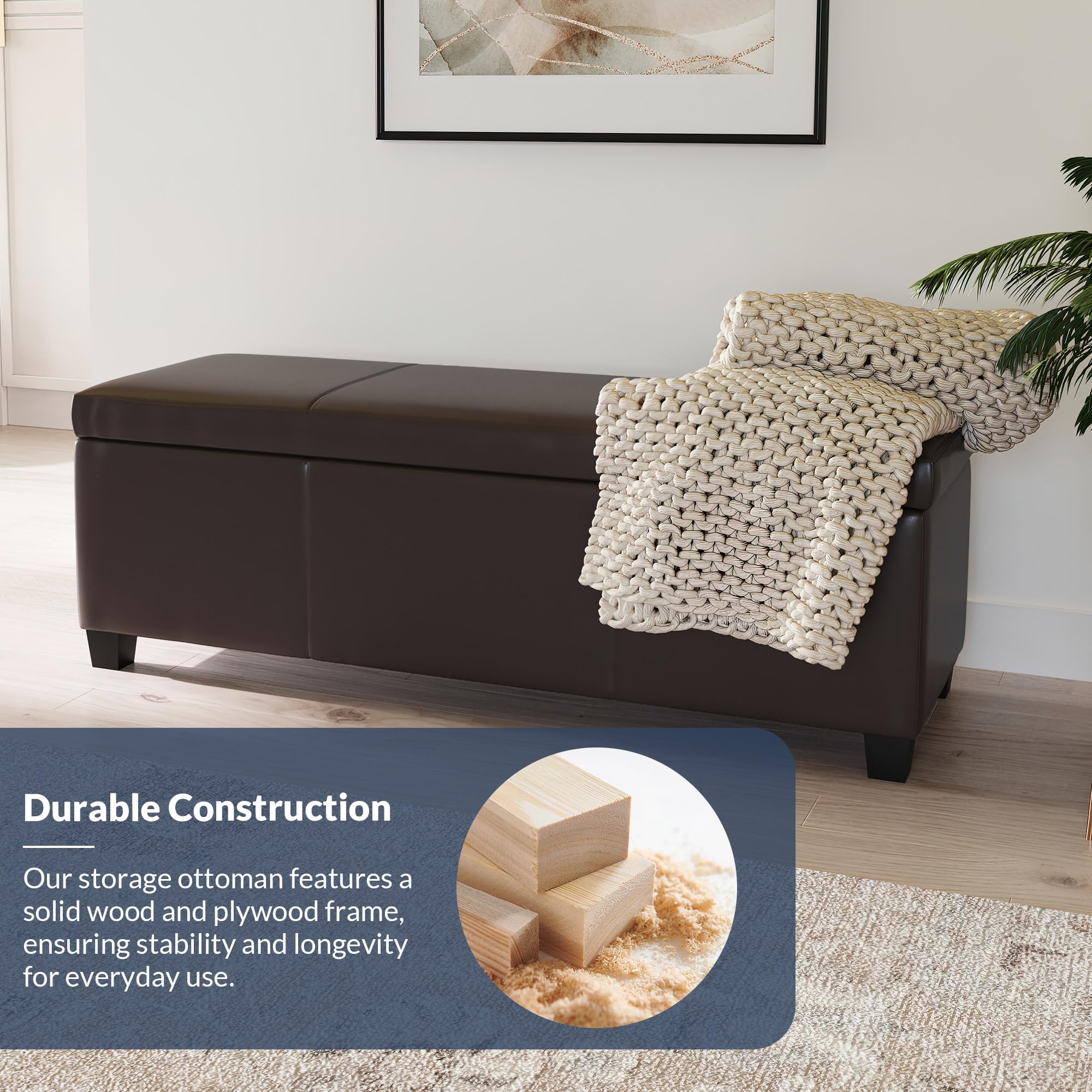 Storage Faux Leather Ottoman