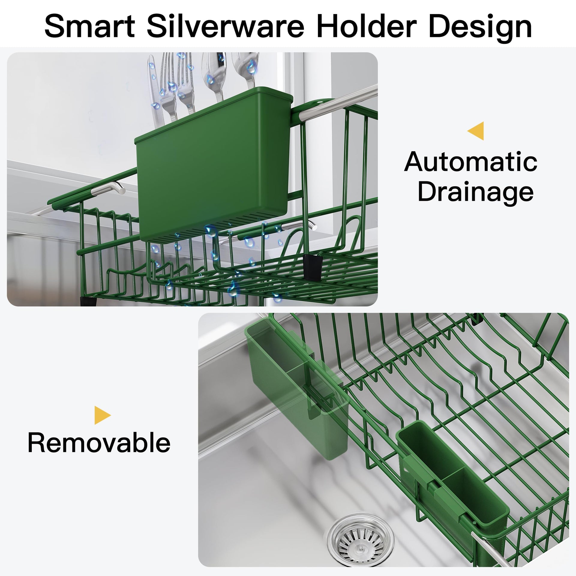 Green Dish Drying Rack in Sink