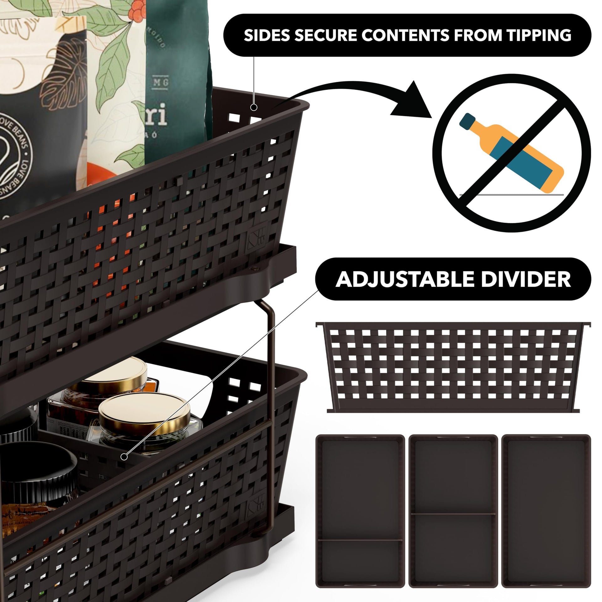 2 Tier Pull Out Sliding Drawer Under Sink Storage