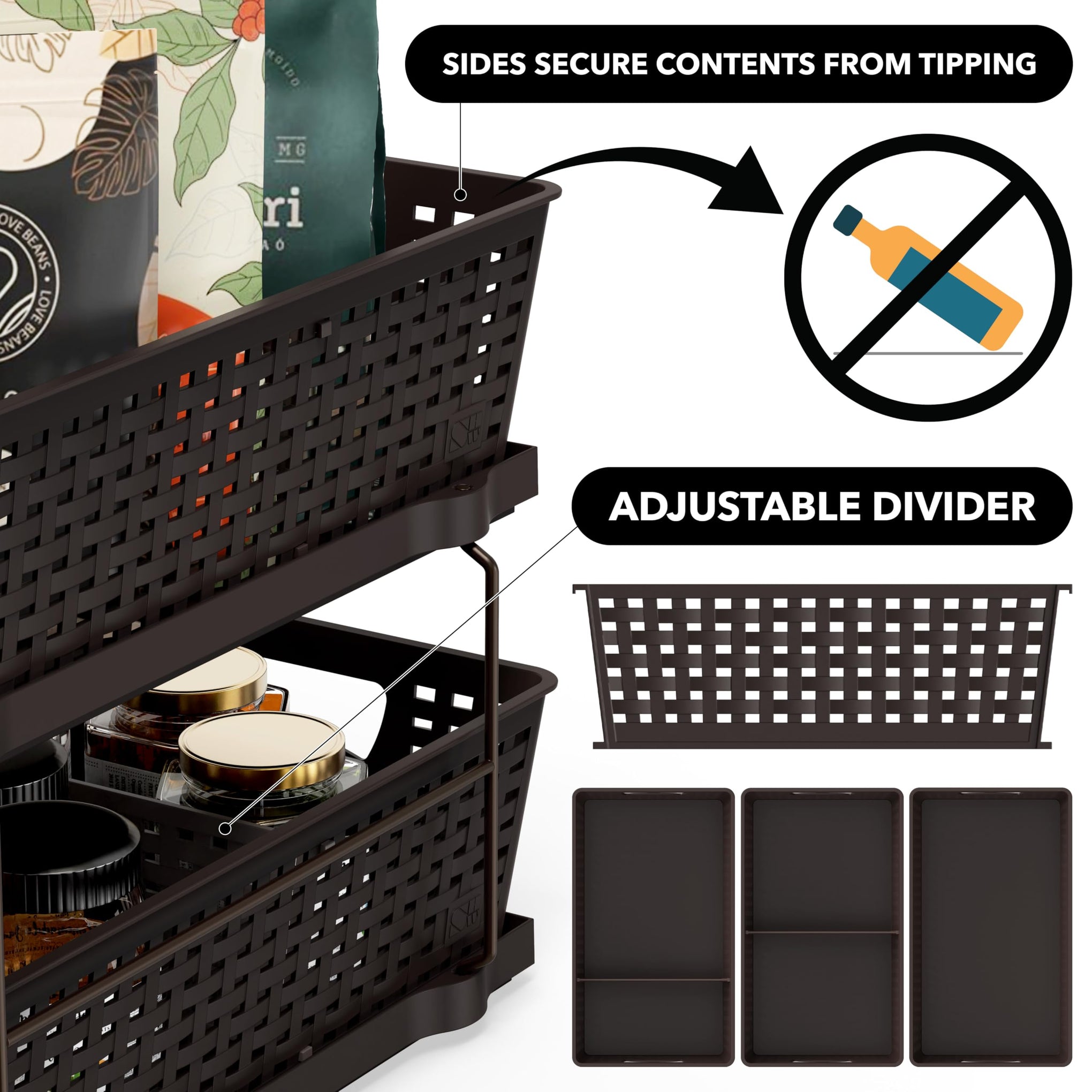 2 Tier Pull Out Sliding Drawer Under Sink Storage