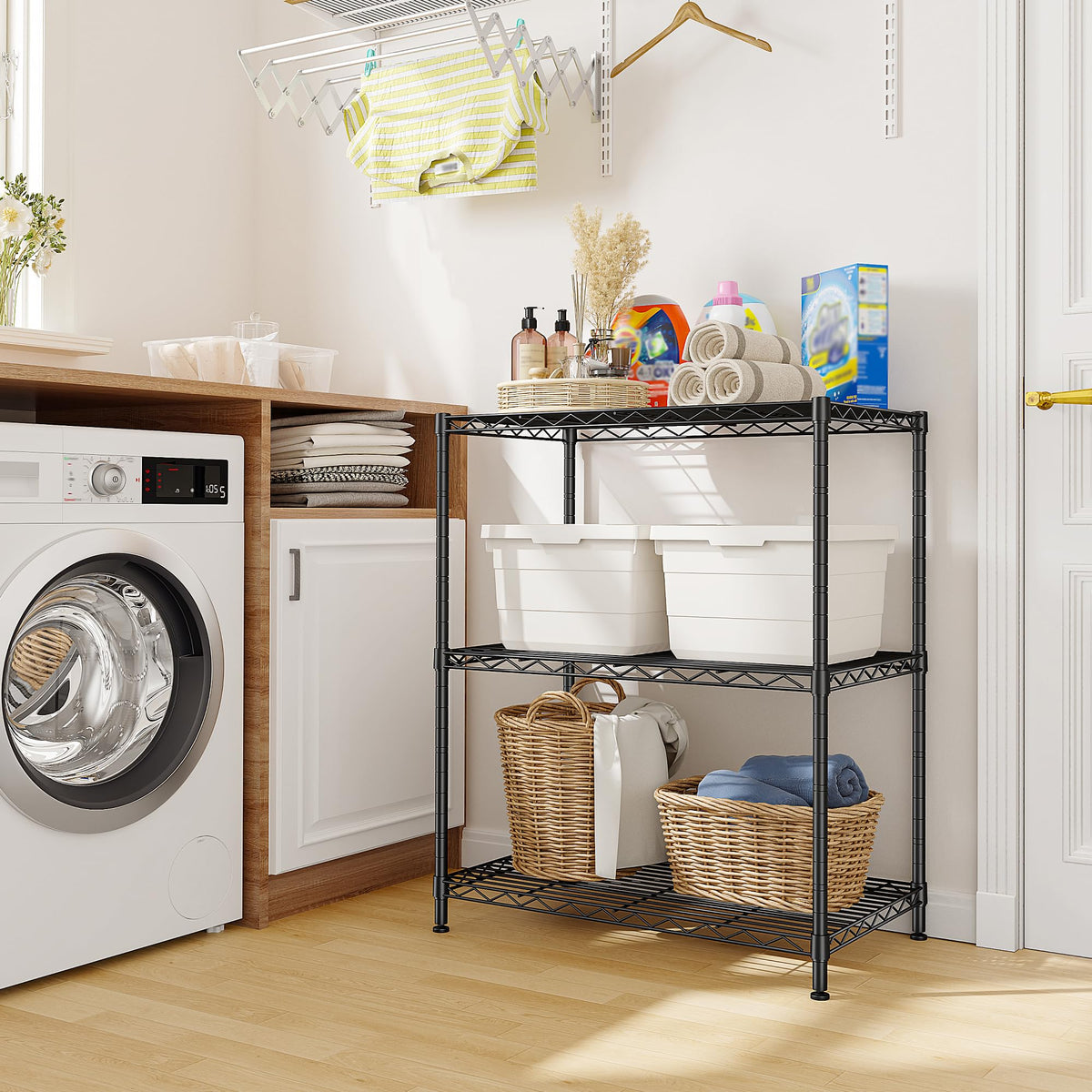 3 Tier 450LBS Adjustable Wire Shelving Unit for Kitchen (2 Count)