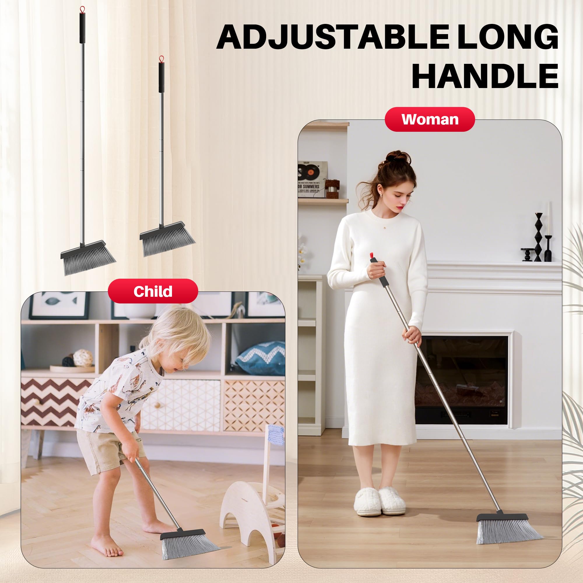 Black and Red Broom and Dustpan Set