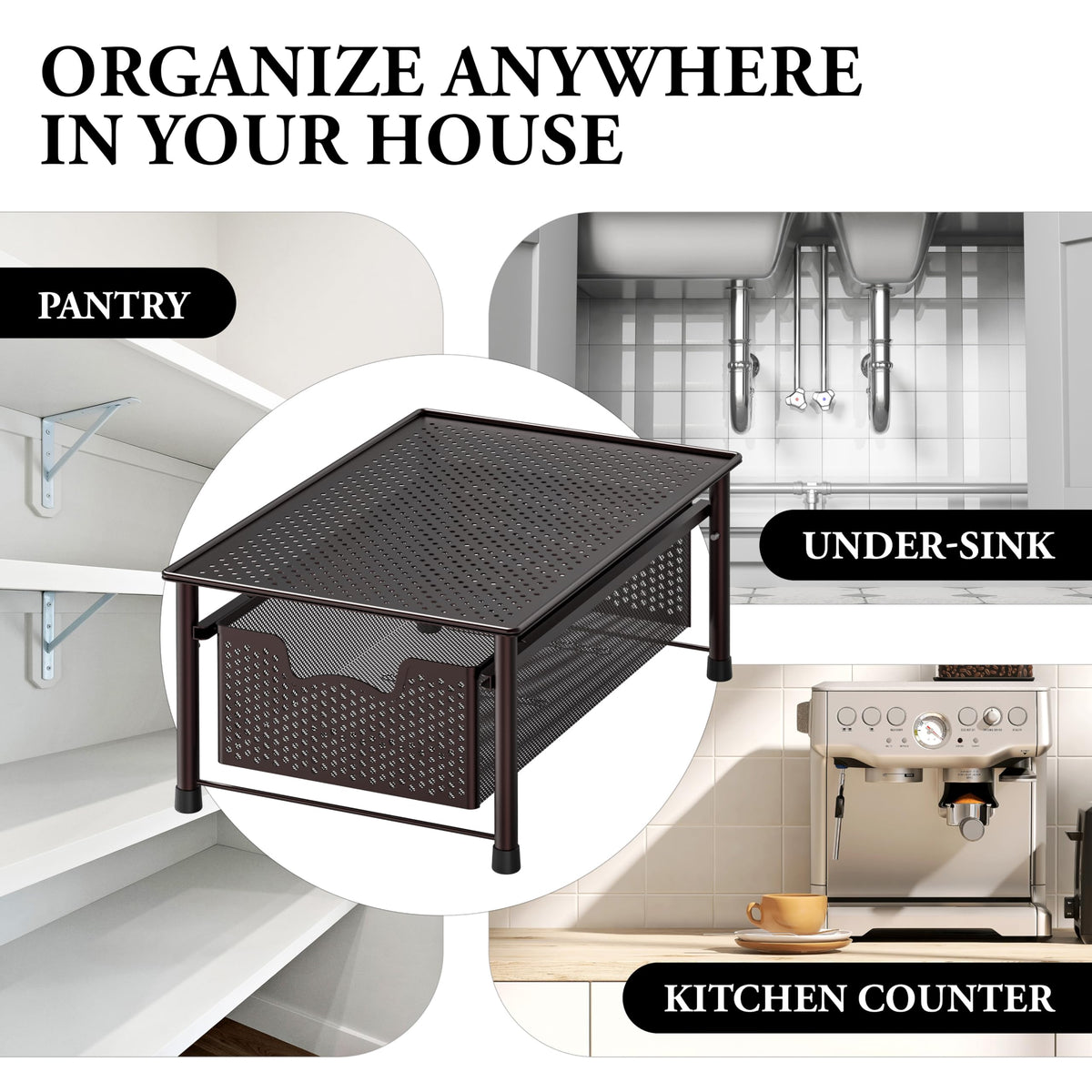 Stackable Cabinet Basket Drawer Organizer