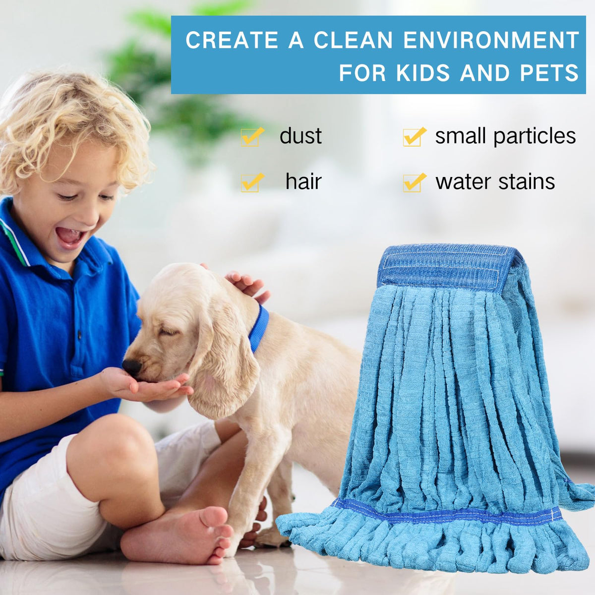 4 Pcs Microfiber Commercial Mop Head Replacement Tube Industrial Looped End Mop Heads Refill for Floor Cleaning for Home Commercial Industrial Use