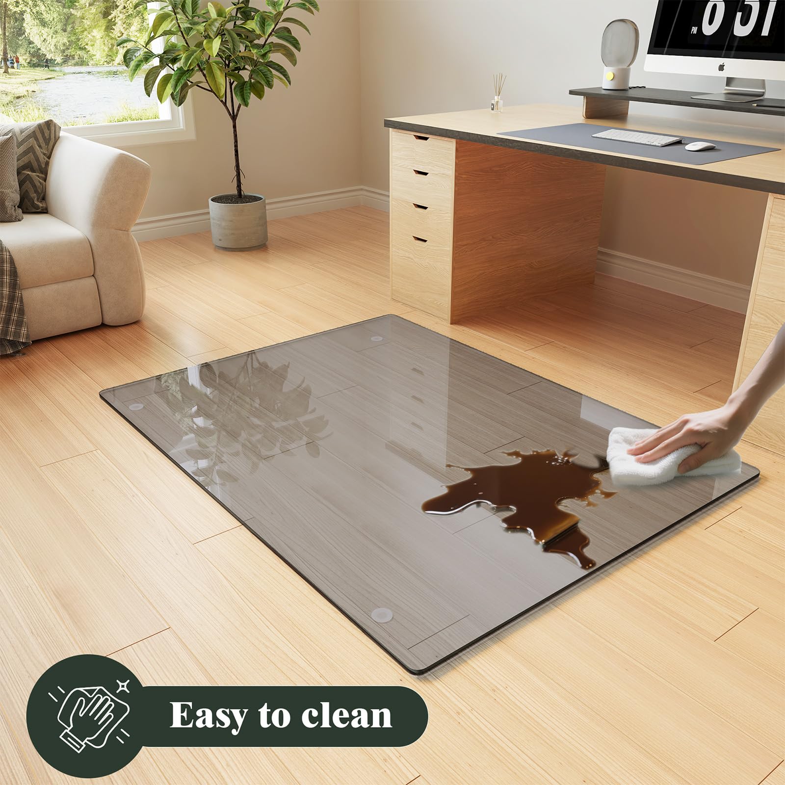 36" x 55" Office Chair Mat for Hardwood Floors & Carpets