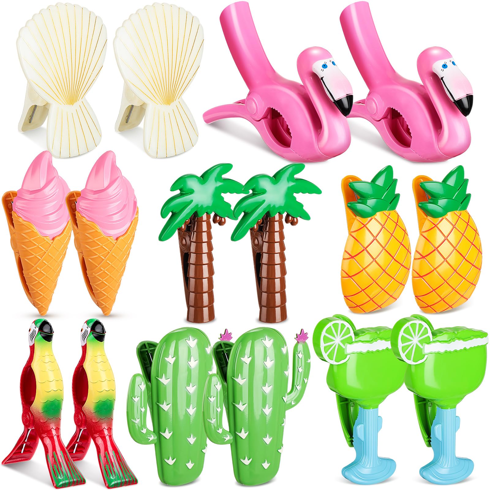 16 Pcs Beach Towel Clips for Beach Chairs Cute Towel Holder Cruise Clothes Pins for Lounge Chair Patio Pool (16 Count)