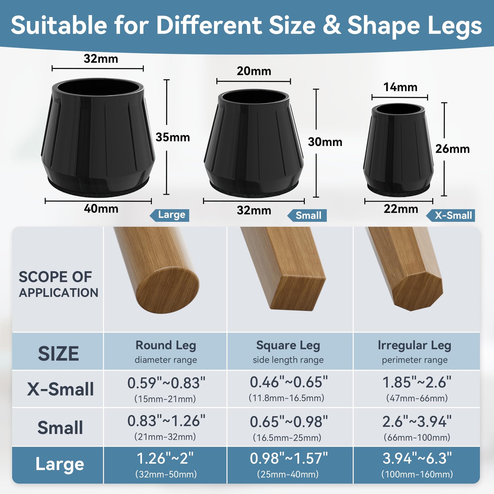 24PCS Silicone Chair Leg Floor Protectors for Hardwood Floors (24 Count)