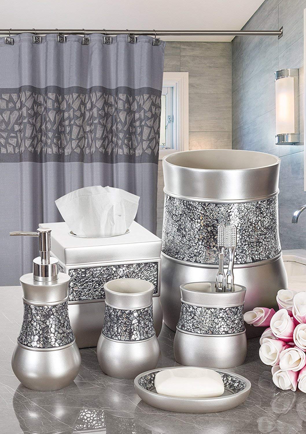 Crackled Glass Soap Dish for Bathroom