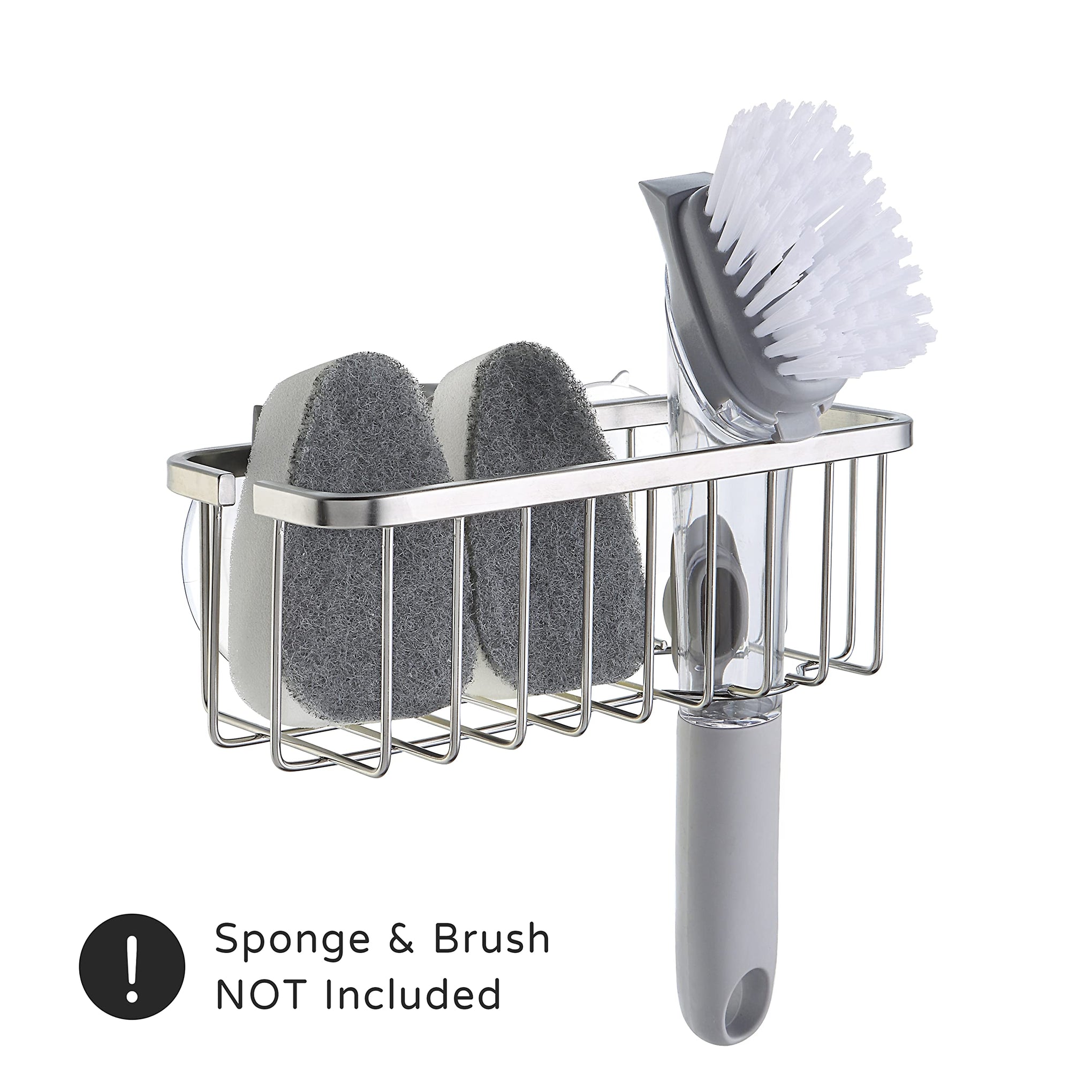 NeverRust Deluxe Kitchen & Bathroom Sink Sponge Holder Organizer with Adhesive Mount