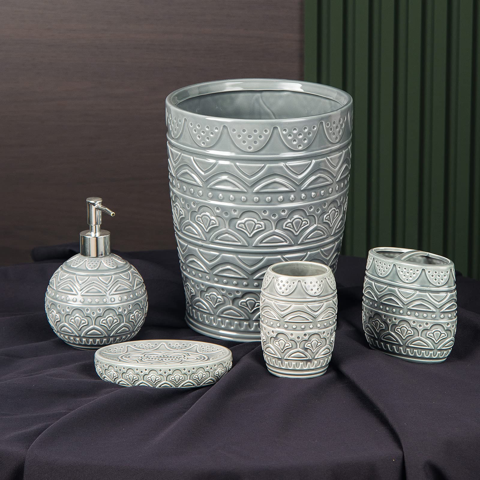 Round Ceramic Small Trash Can Wastebasket