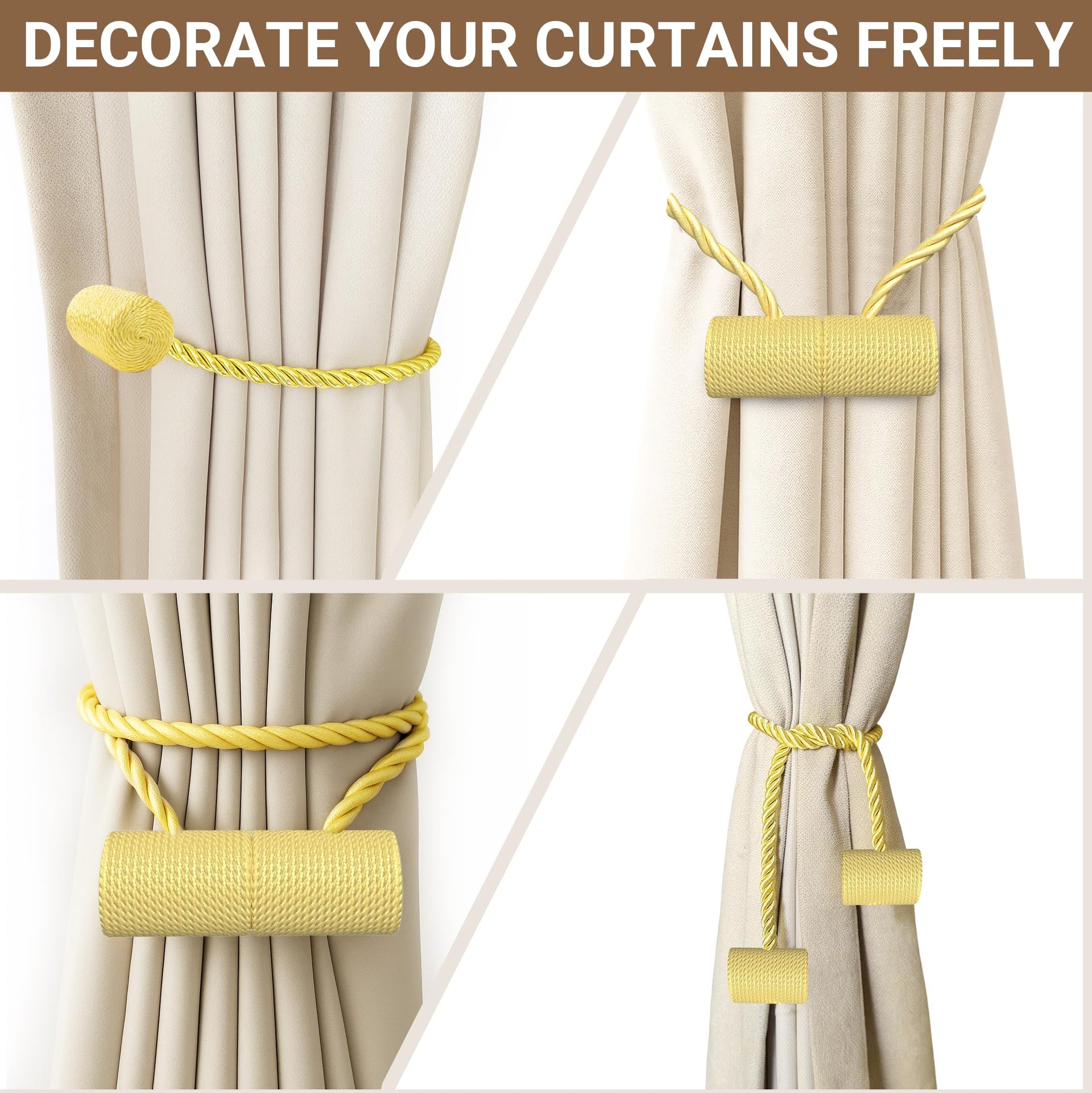 Magnetic Curtain Tiebacks Golden 2pcs (2 Count)