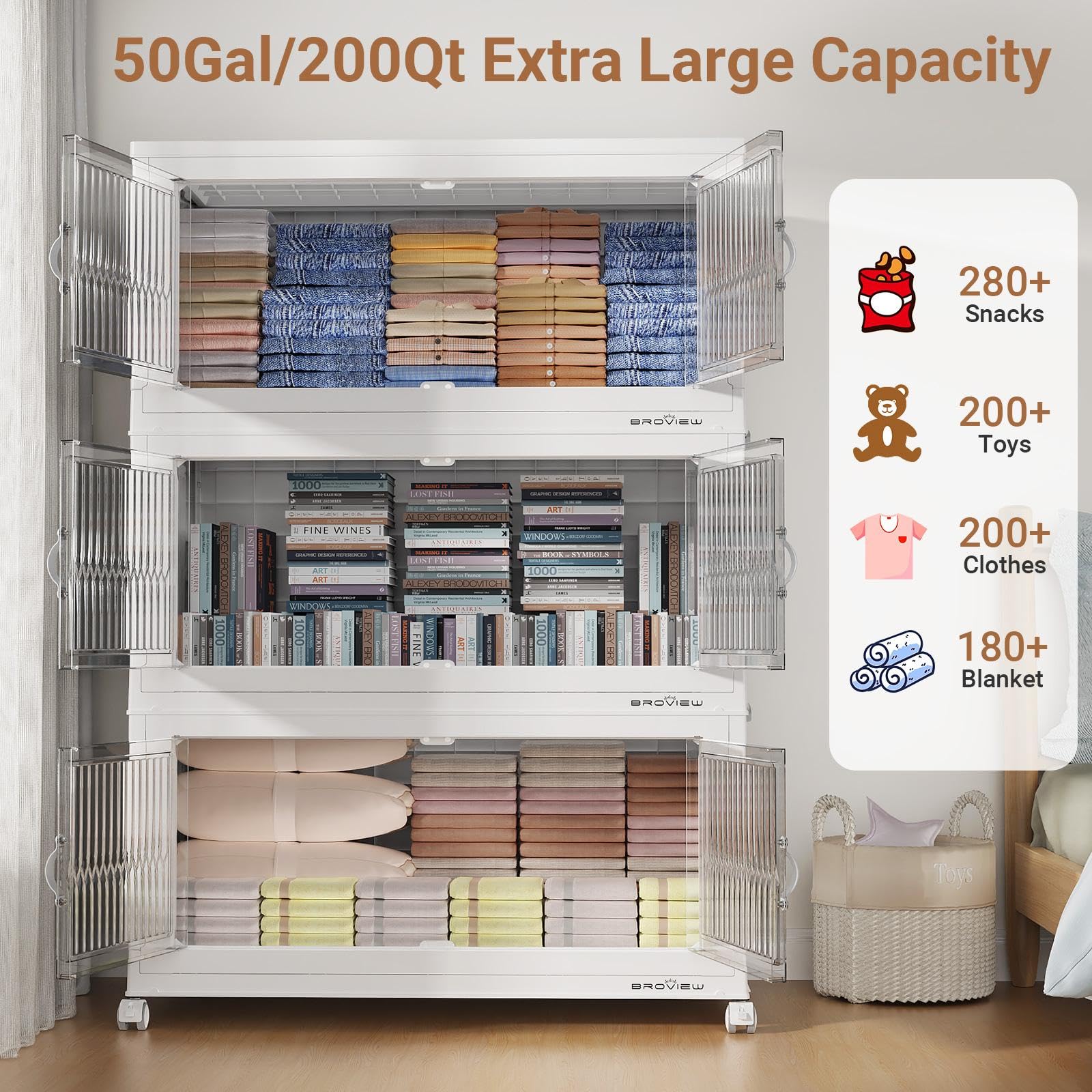 800Qt Extra Large Stackable Storage Bins with Lids (4 Count)