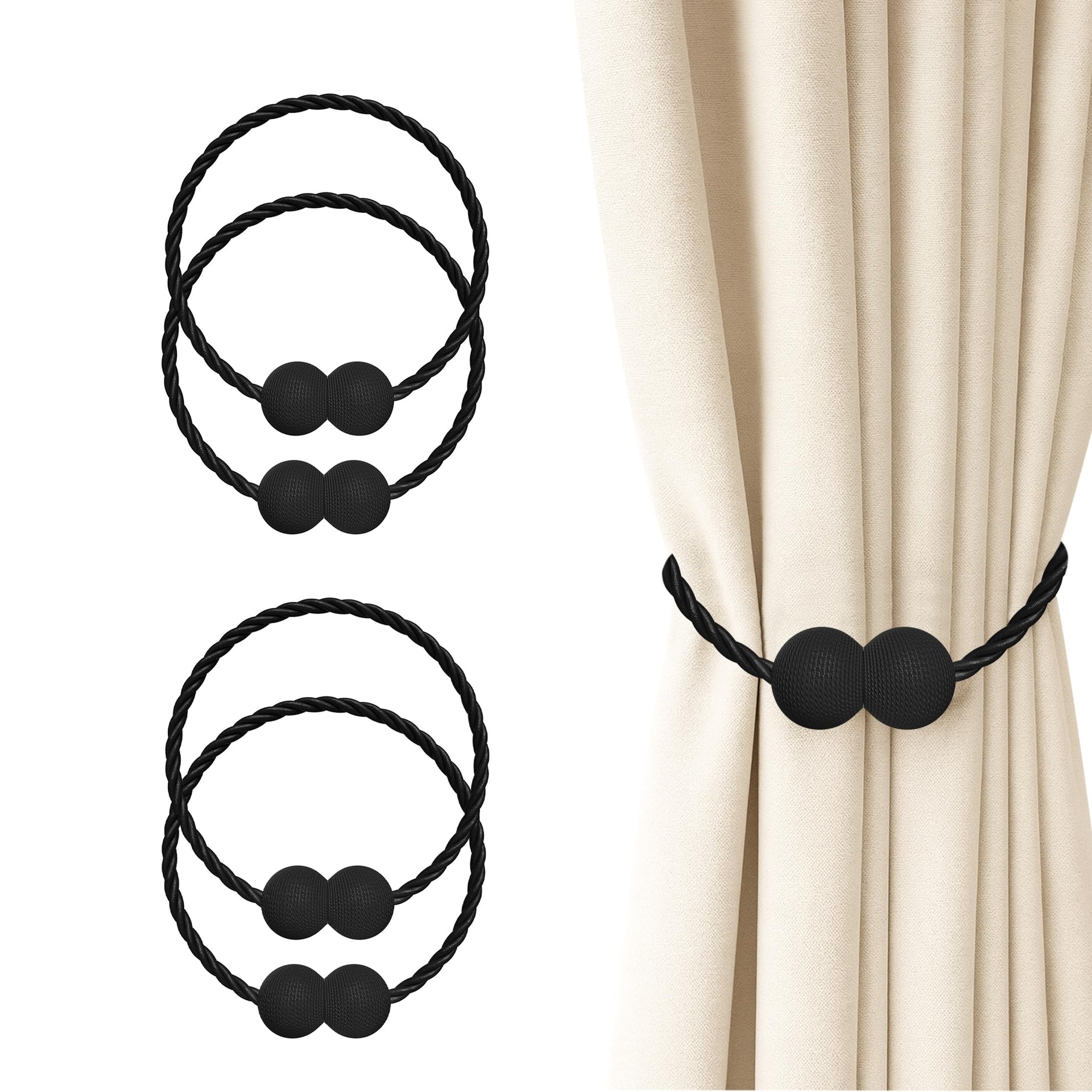 Magnetic Curtain Tiebacks 4 Pack