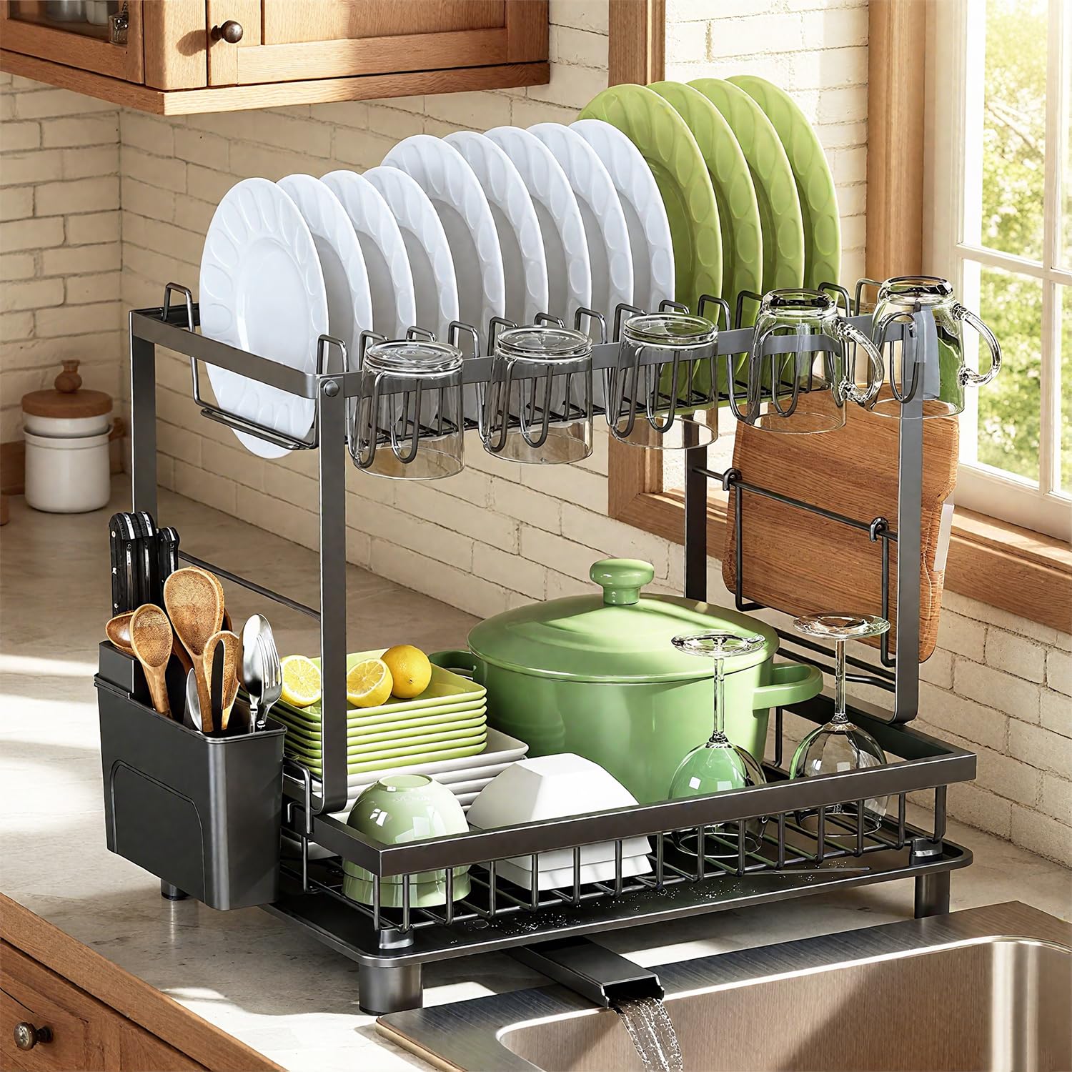 2 Tier Dish Drying Rack for Kitchen Counter