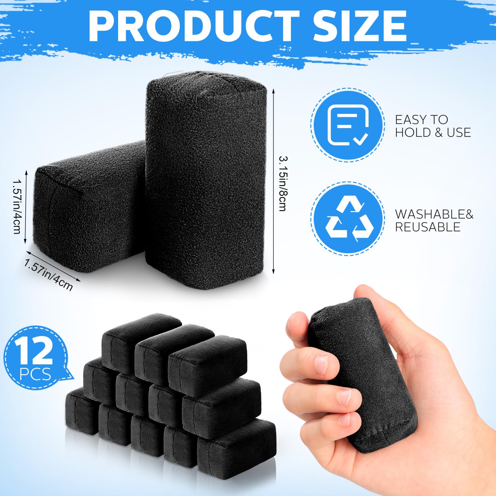 12 Pack Microfiber Applicator Pads Suede Car Detailing Sponge Ceramic Coating Applicator Pads Coating Sponge for Cars Graphene Metal Plastic Trim Ceramic Spray Applying Wax (12 Count)