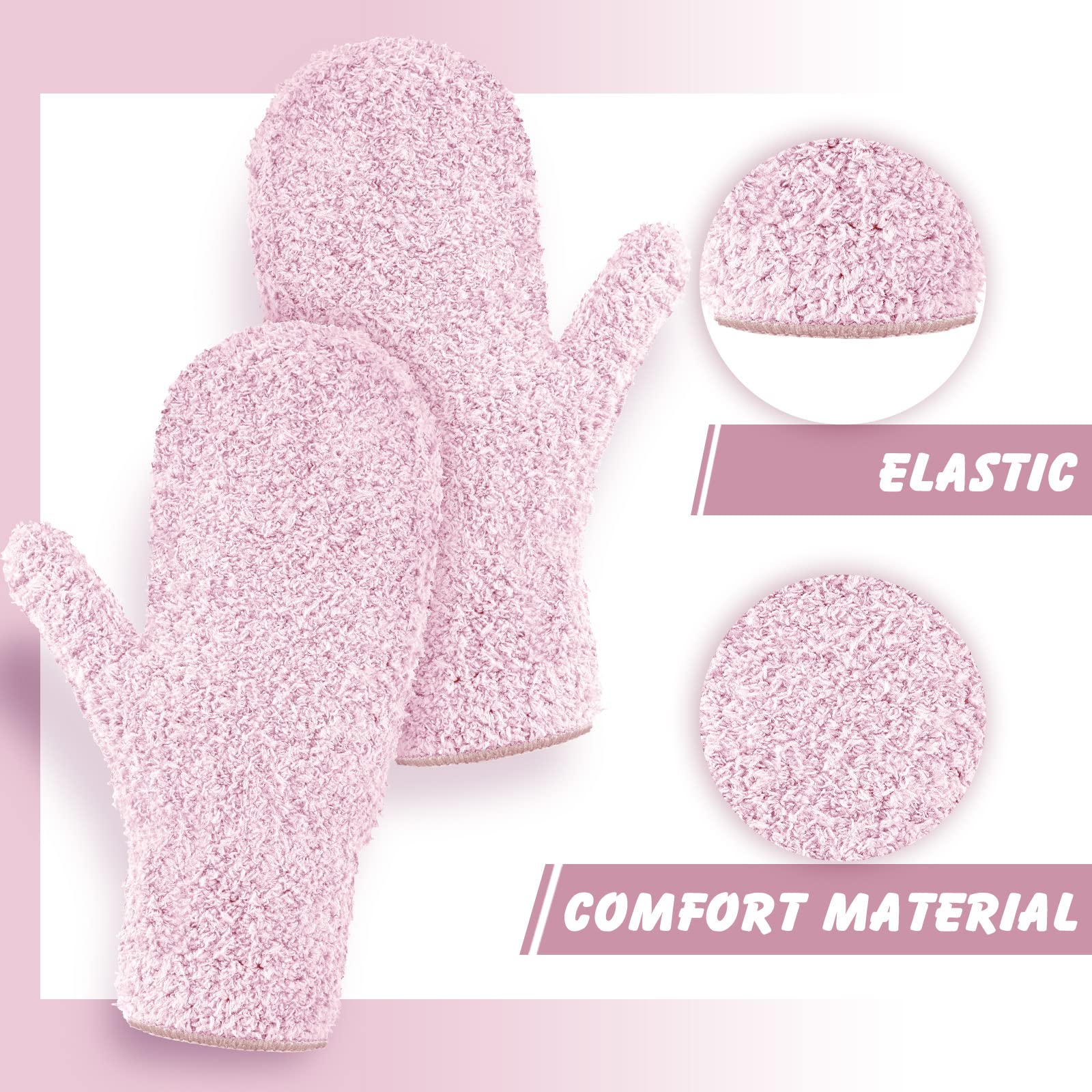 4 Pair Microfiber Dusting Mittens Reusable Women Cleaning Mittens with Thumb for Kitchen
