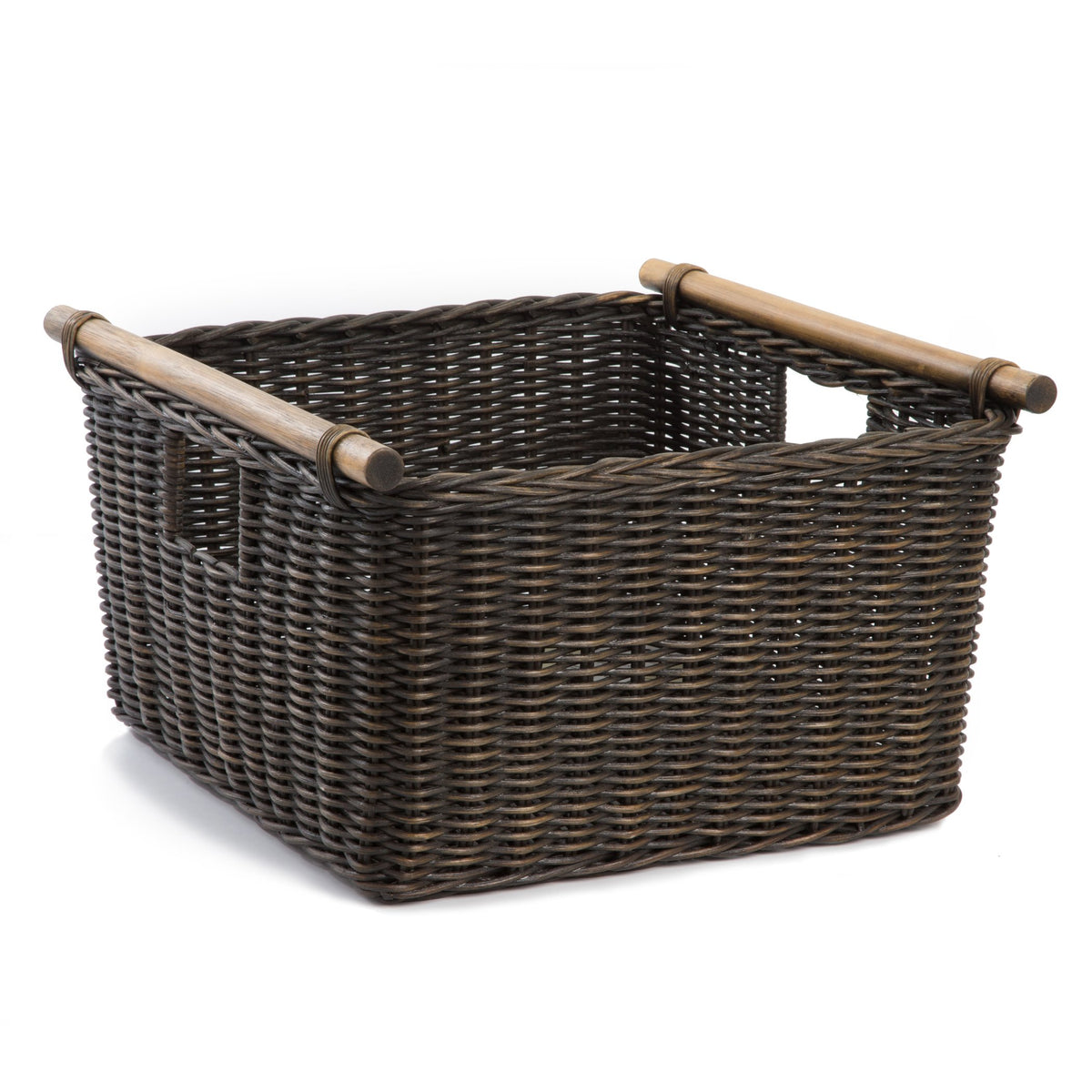 Deep Pole Handle Wicker Storage Basket L