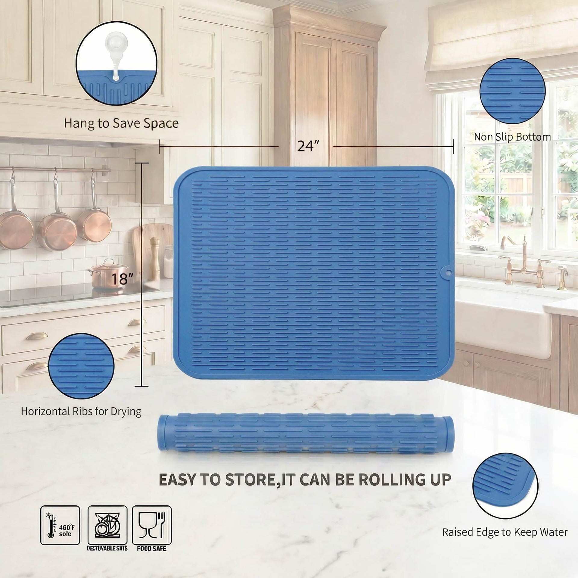 Silicone Dish Drying Mat for Multiple Usage