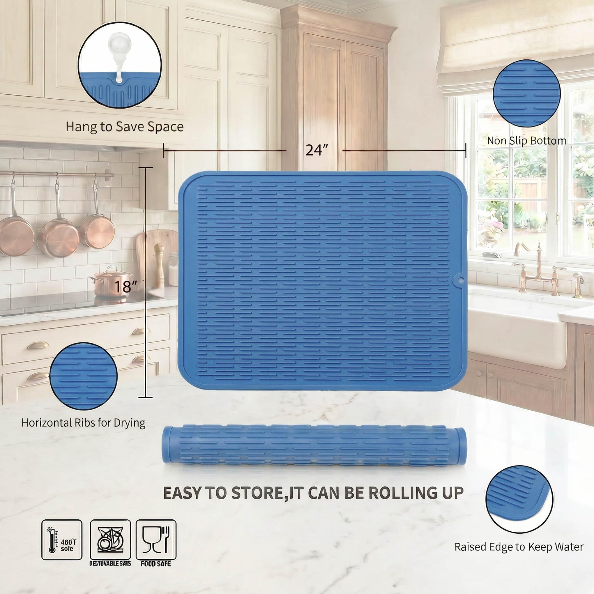 Silicone Dish Drying Mat for Multiple Usage